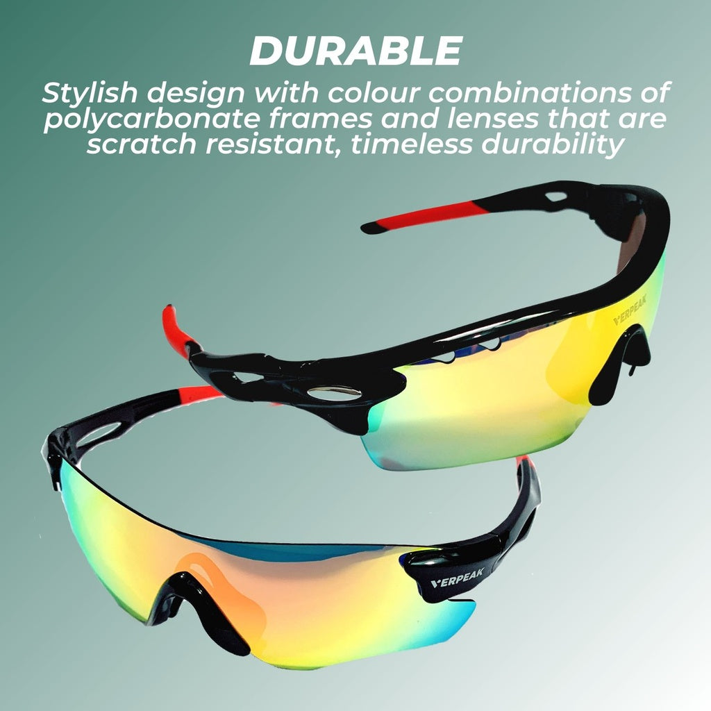Verpeak Sport Sunglasses Type 1 ( Black frame with red end tip)