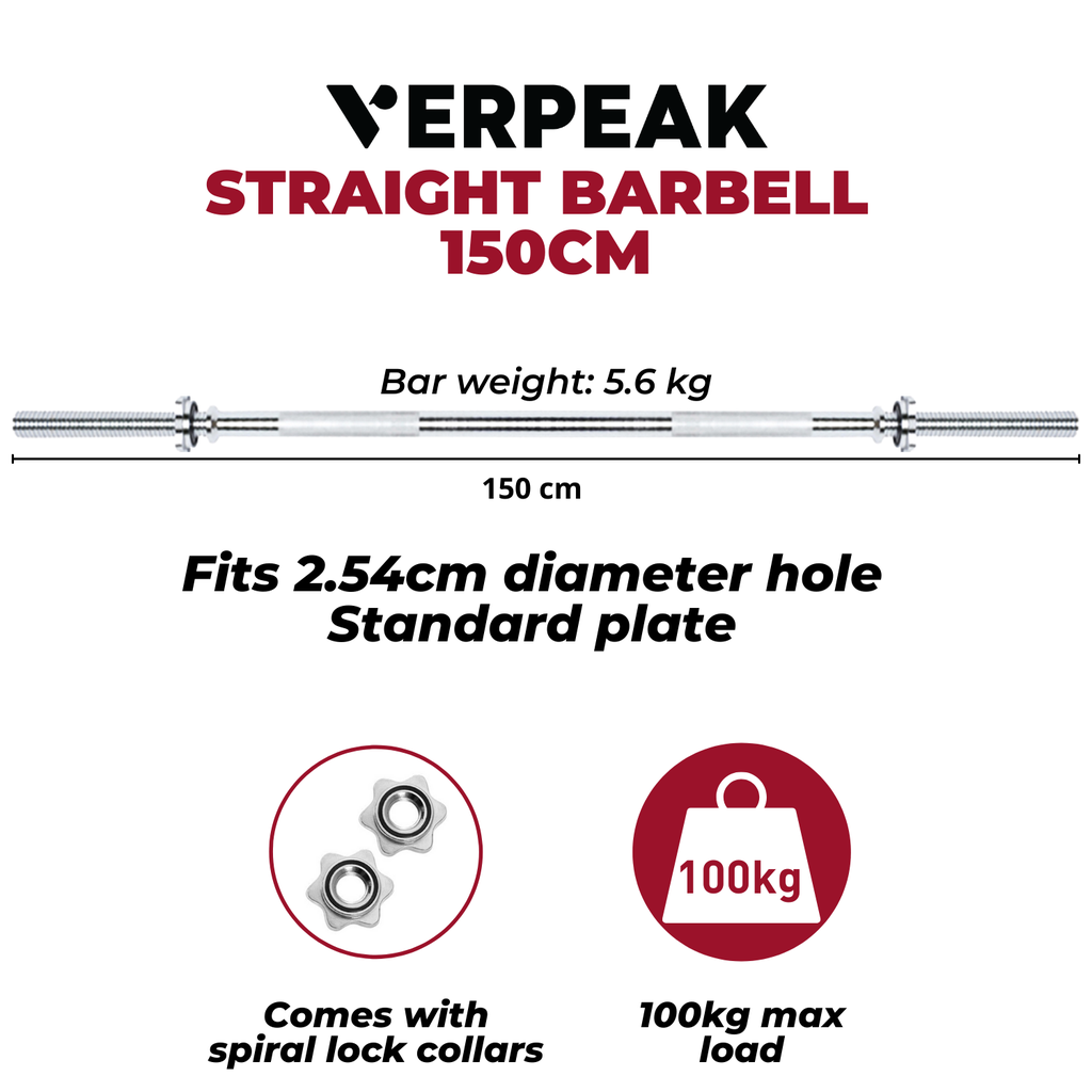 Verpeak Standard Barbell 150CM Straight