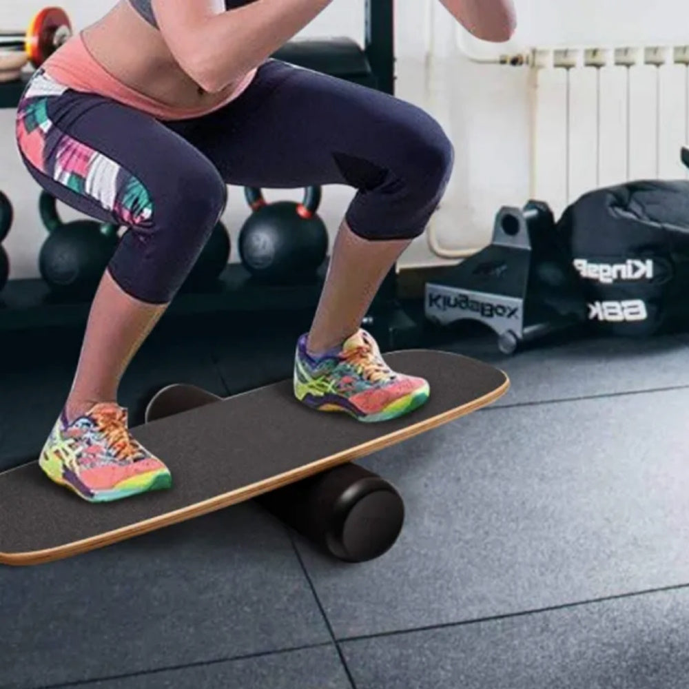 VERPEAK Wooden Balance Board Trainer with Adjustable Stoppers (Black with Wood)
