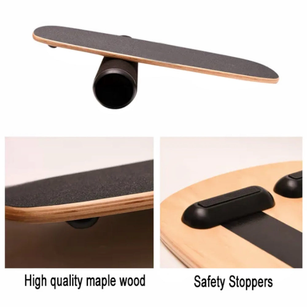 VERPEAK Wooden Balance Board Trainer with Adjustable Stoppers (Black with Wood)