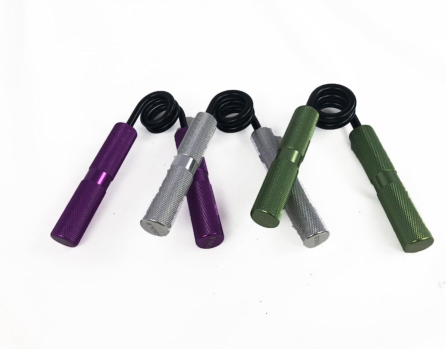 VERPEAK 3 Pack Metal Hand Grip Strengthener Set with Carry Bag (100lb Purple, 150lb Silver, 200lb Green)