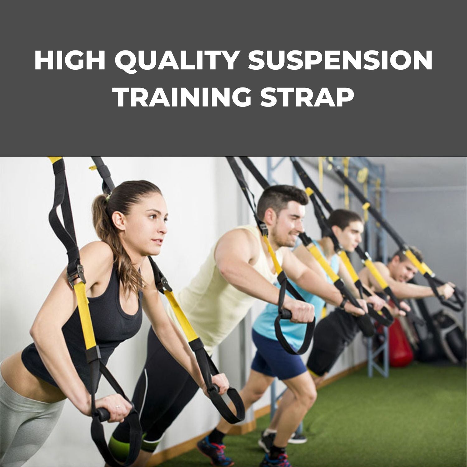 VERPEAK Suspension Trainer Resistance System Training Kit (Black and yellow)