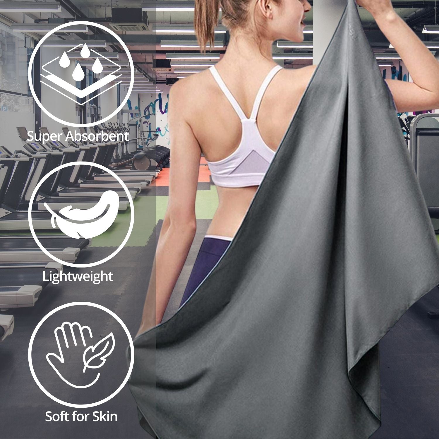 VERPEAK Quick Dry Gym Sport Towel 110*175CM (Grey)