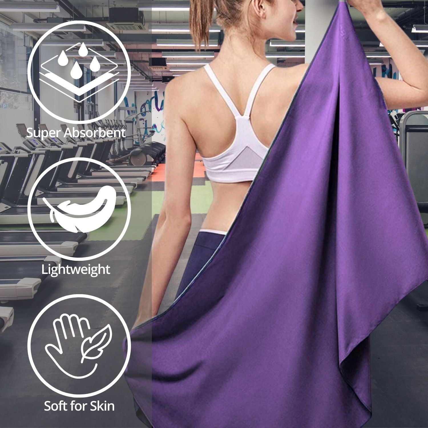 VERPEAK Quick Dry Gym Sport Towel 110*175CM (Purple)