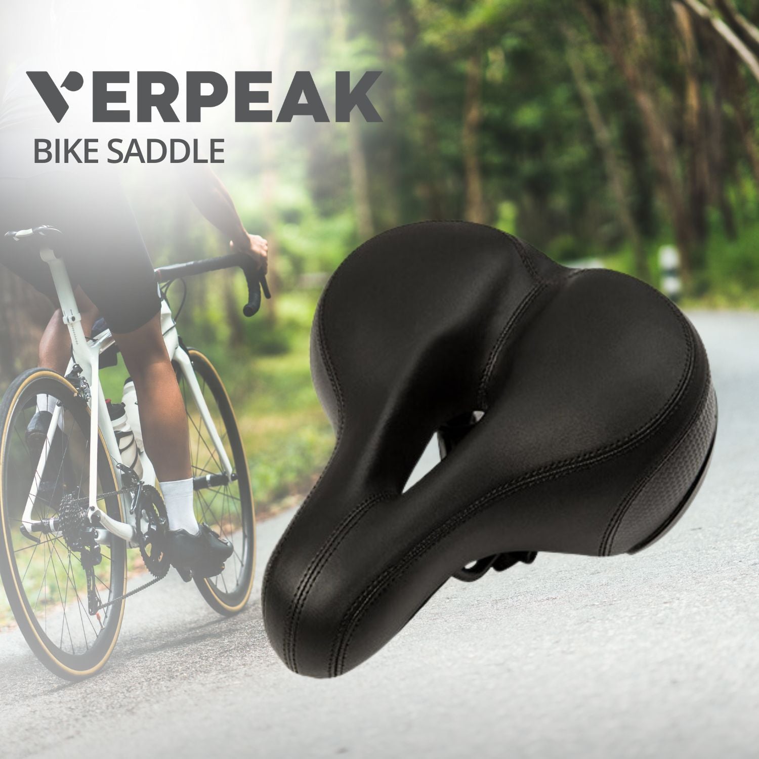 Waterproof Wide Padded Bike Seat, Leather, Saddle - Verpeak