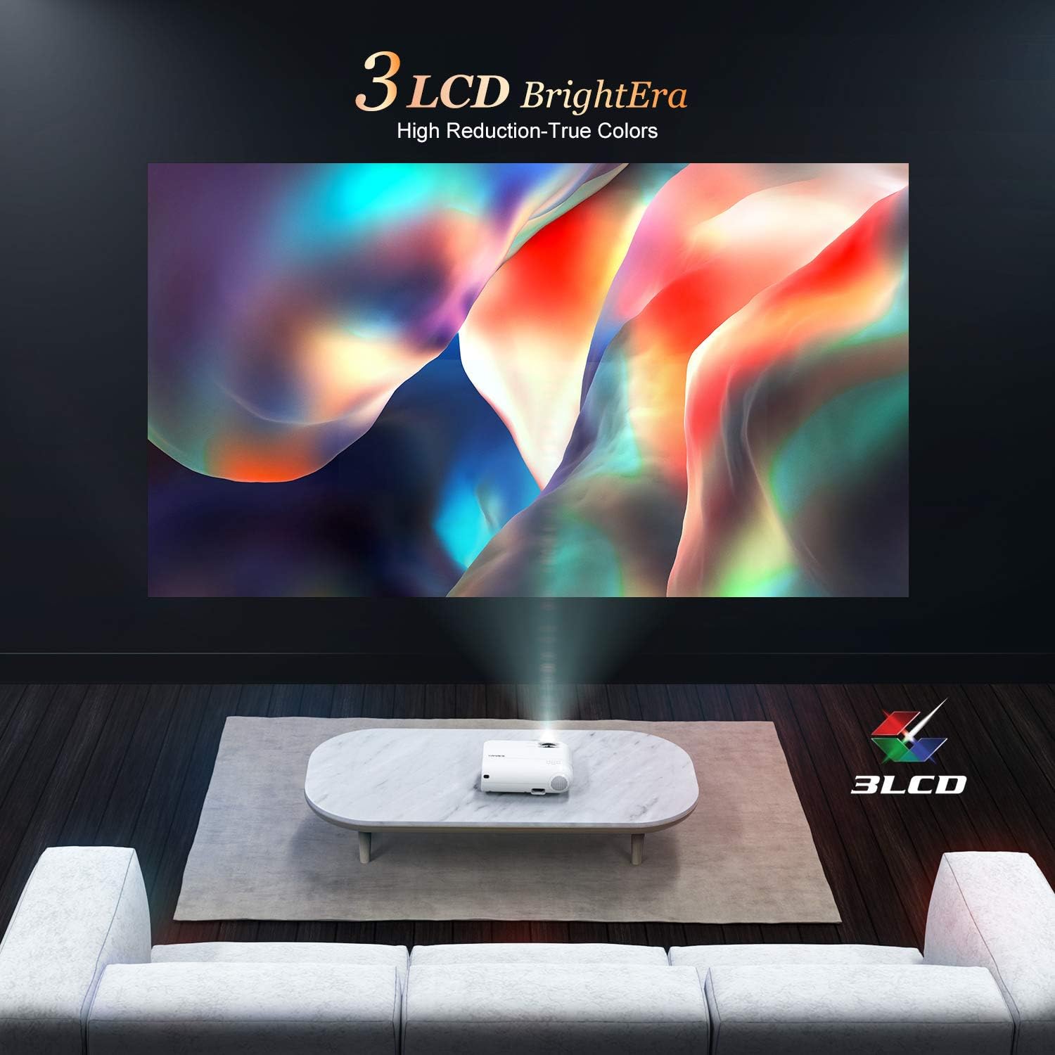 6000L WiFi Mini Projector, 720P LCD, HiFi Audio - YABER V2