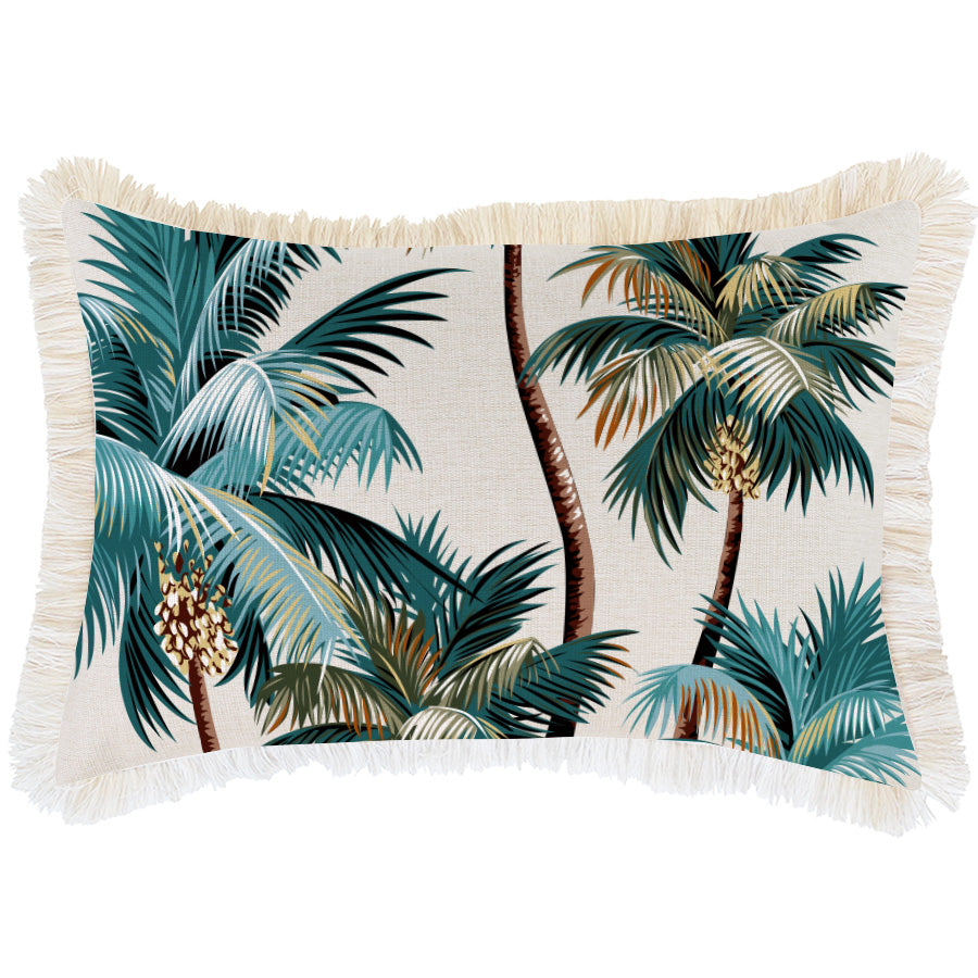 Soft Coastal Fringe Cushion Cover, Palm Trees, 35x50cm