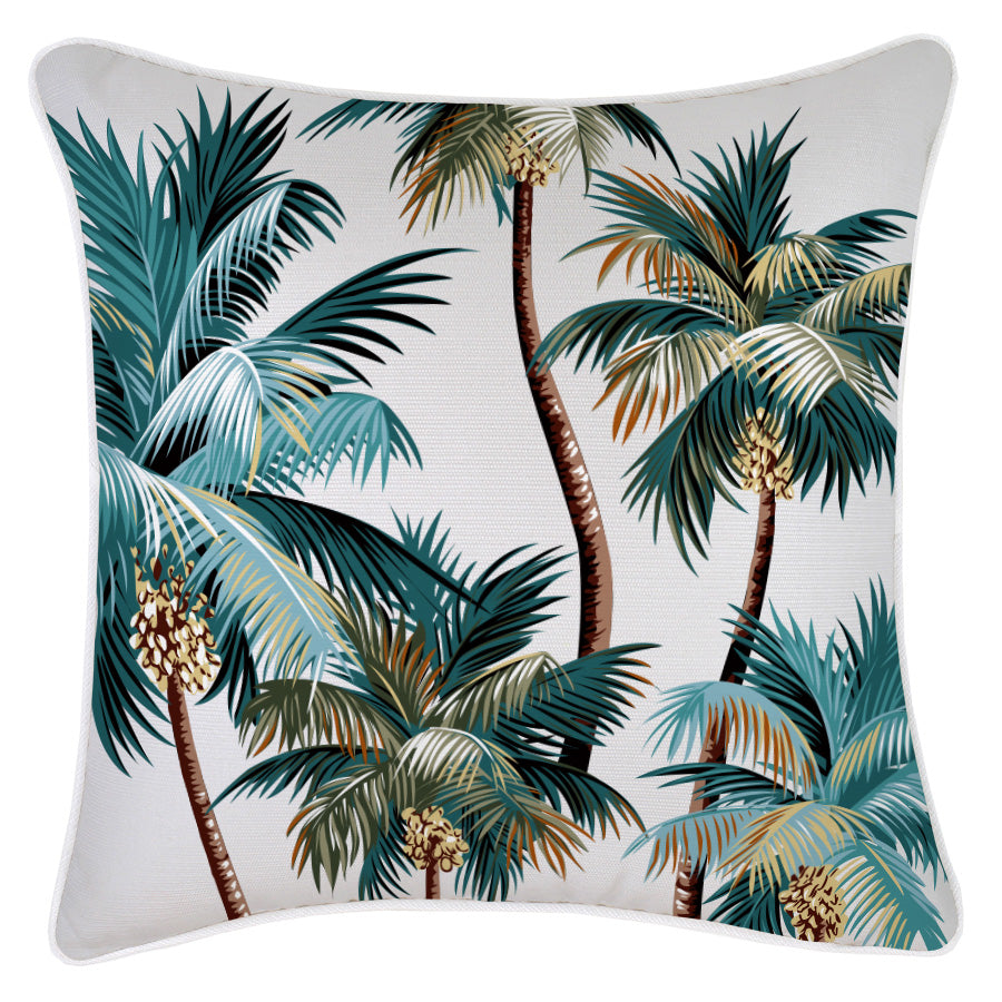 Water-Resistant Piped Palm Trees Cushion Cover, 45cm x 45cm