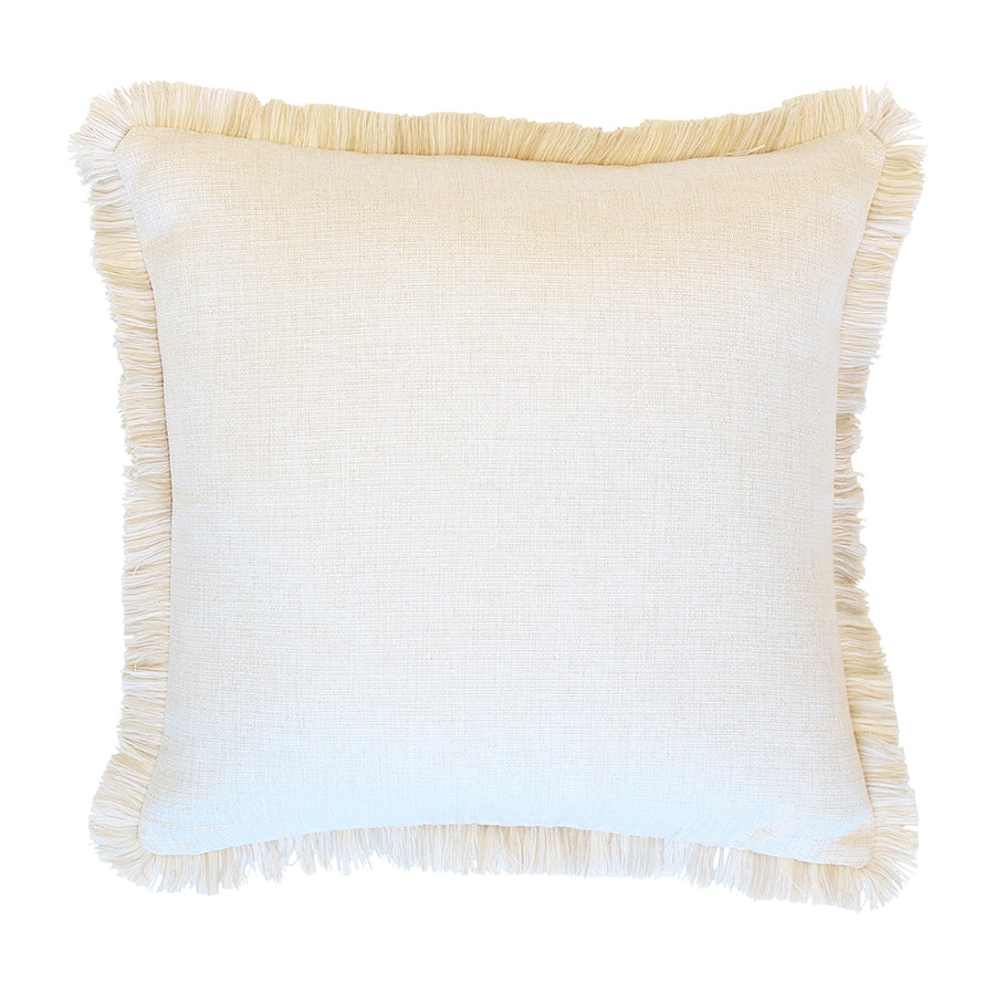 Soft Textured Fringe Cushion Cover, 45cm x 45cm - Natural