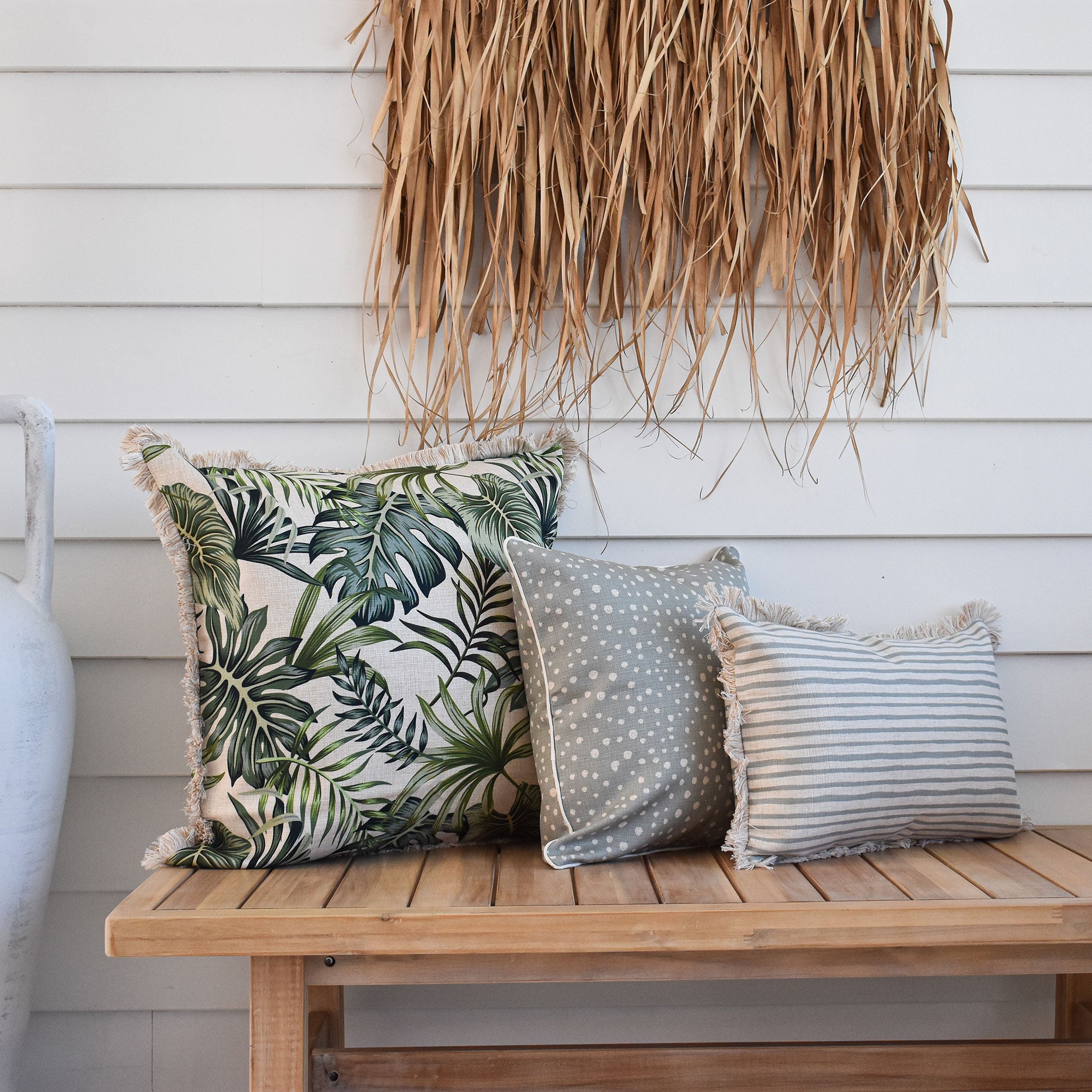 Coastal Fringe Cushion Cover, Soft Fabric, 60cm x 60cm