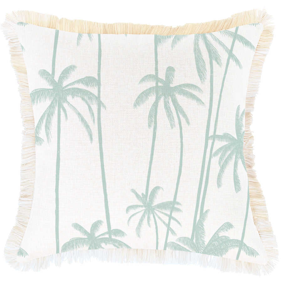 Water Repellent Coastal Fringe Cushion Cover, Tall Palms 45cm