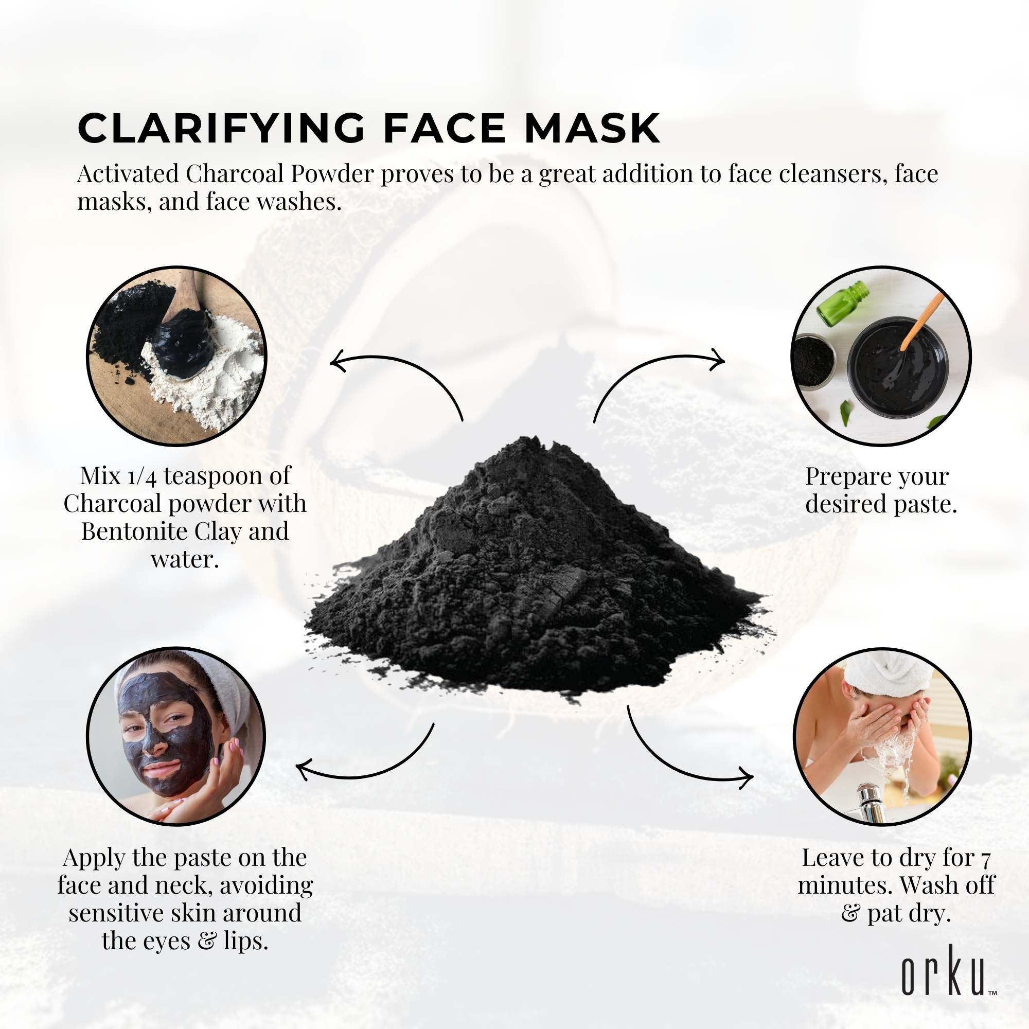 Orku 50g Activated Carbon Powder Coconut Charcoal - Water Filtration
