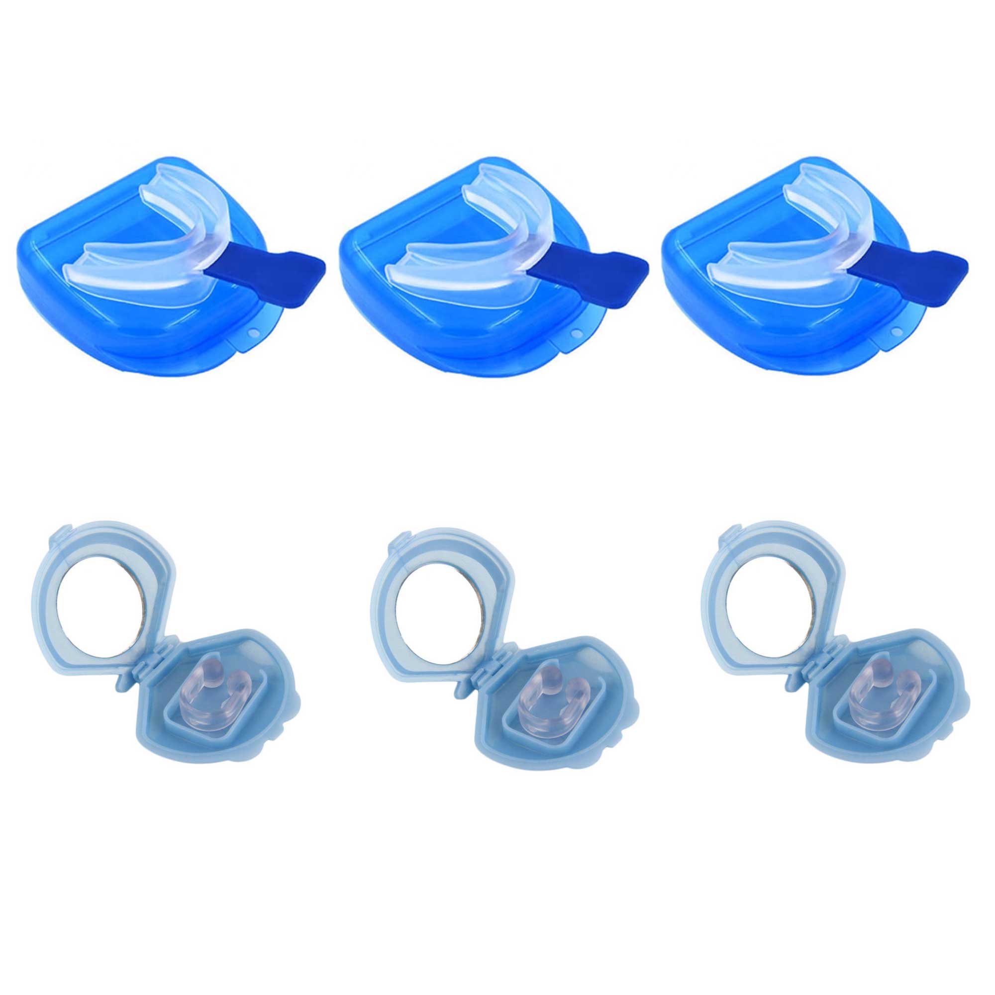 Anti-Snoring Soft Silicone Mouthpieces & Nose Clips Set