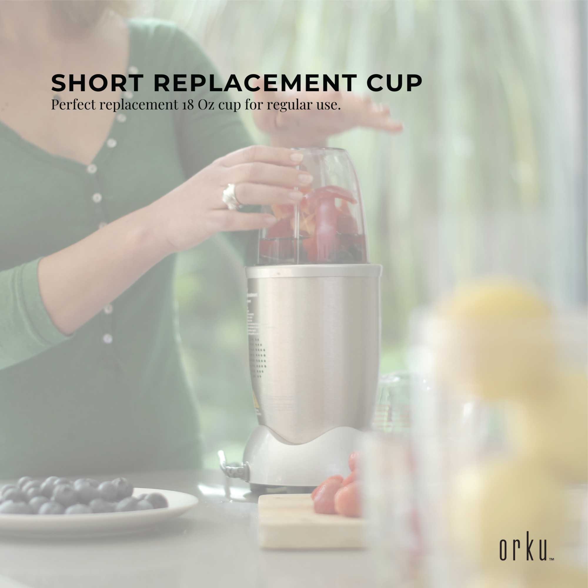 18 Oz Short Cup Replacement for Nutribullet 600W & 900W