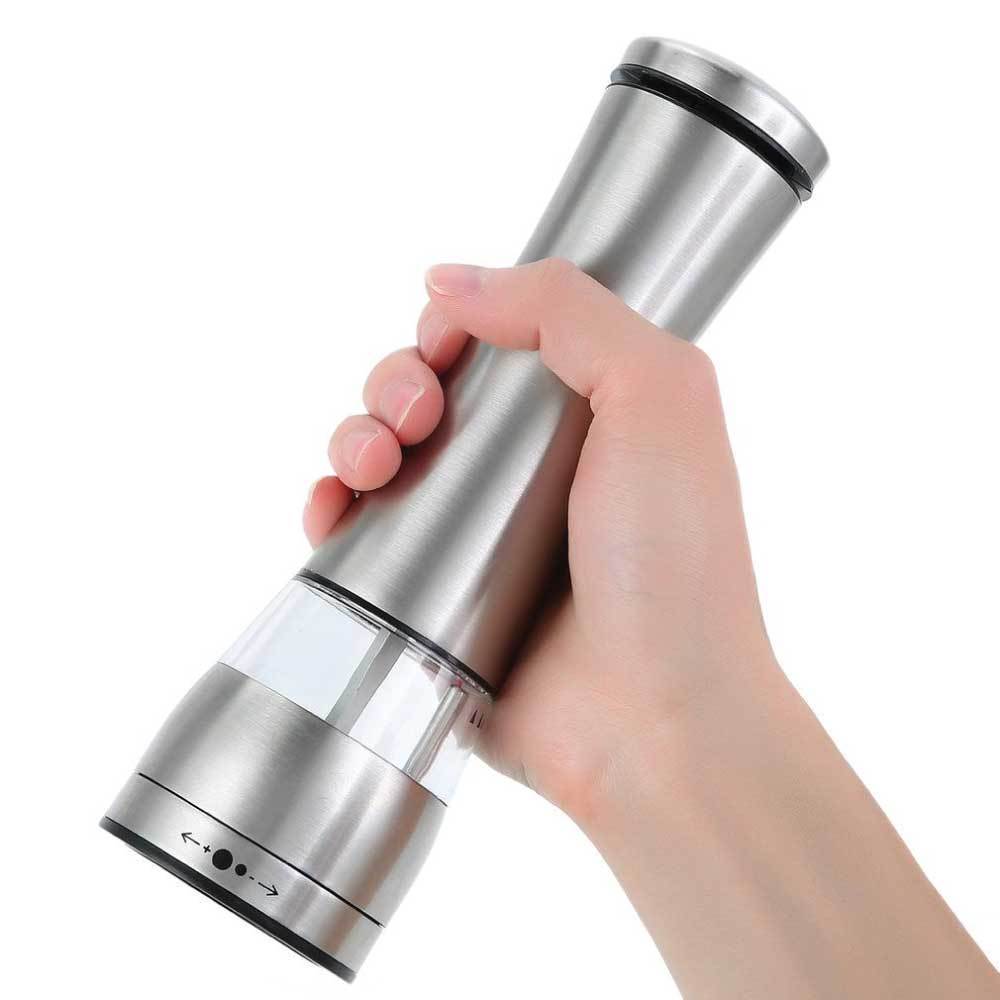 Adjustable Electric Salt/Pepper Grinder, Built-in Light, Stainless Steel - 75ml