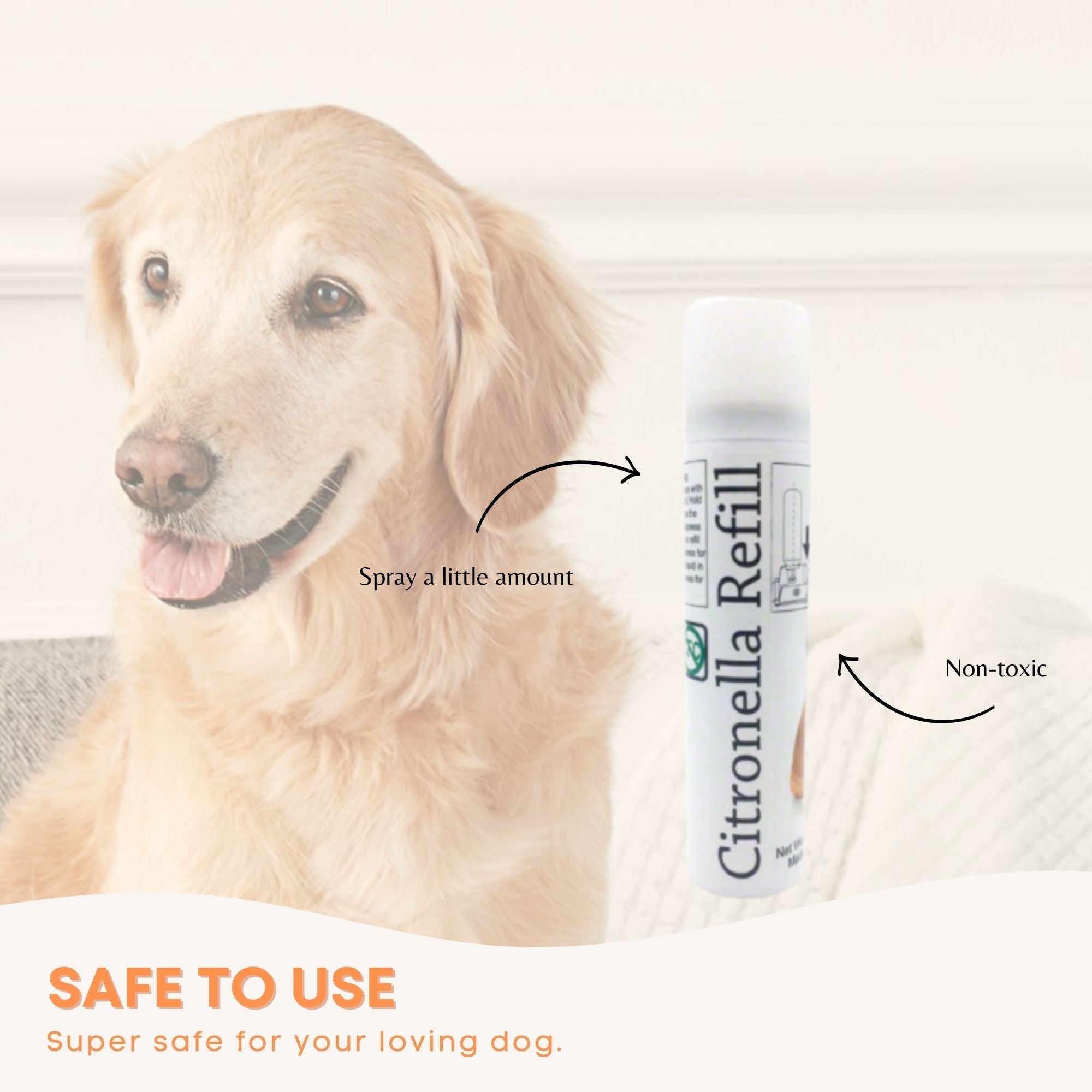 Adjustable Citronella Dog Bark Collar, USB Rechargeable Spray