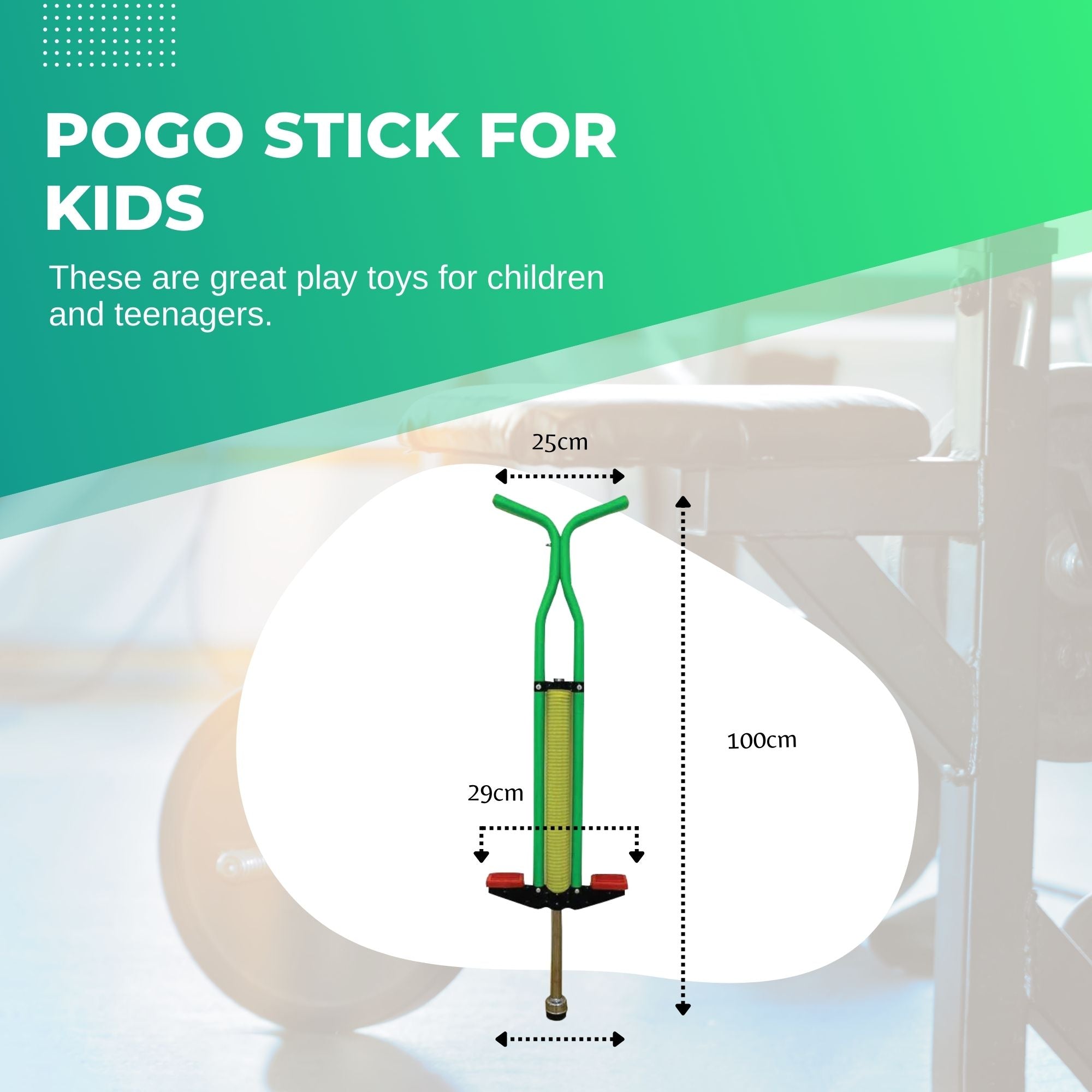 Durable Green Pogo Stick for Kids - Anti-Slip Pedal, 60Kgs Limit