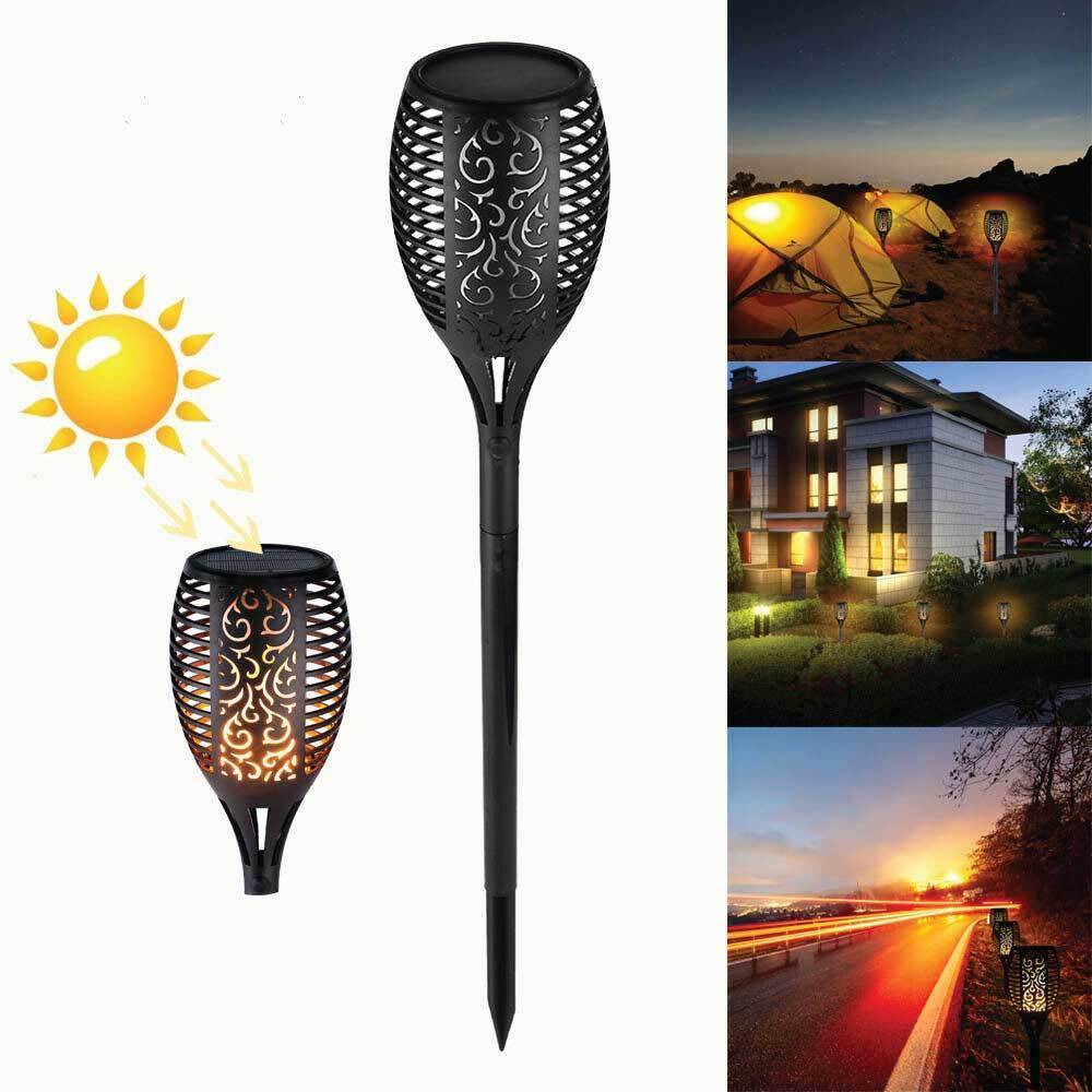 Waterproof 72 LED Solar Flame Garden Torch Auto Light