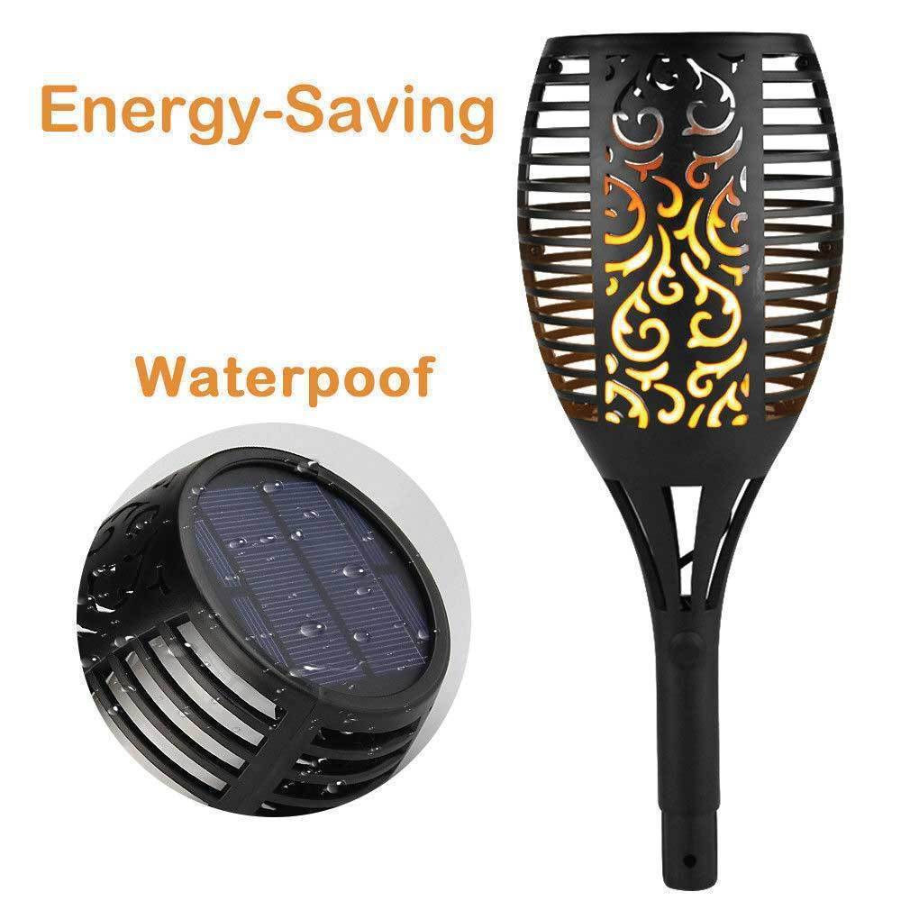 Waterproof 72 LED Solar Flame Garden Torch Auto Light