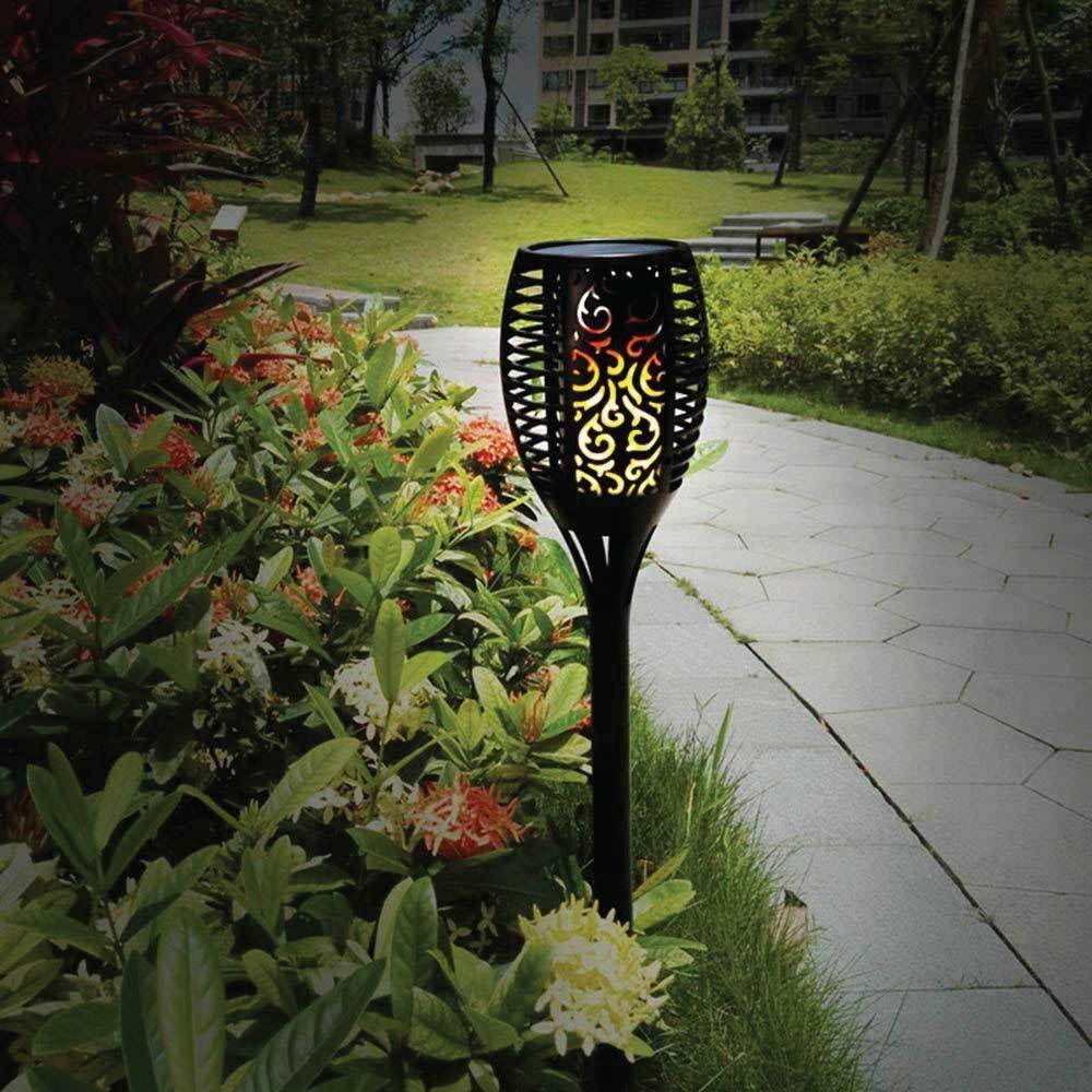 Waterproof 72 LED Solar Flame Garden Torch Auto Light