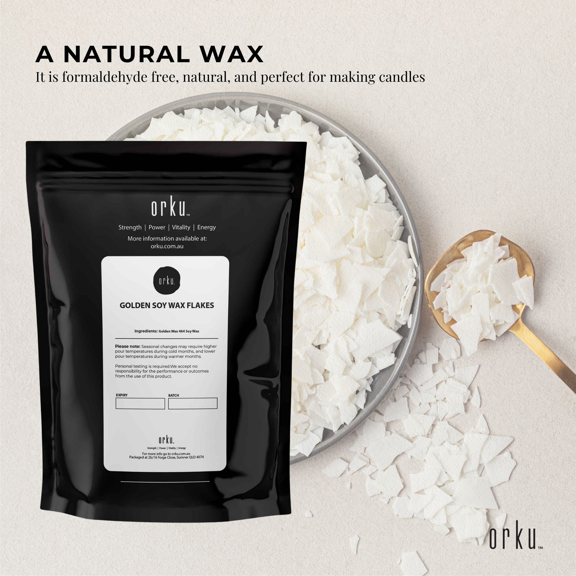 100% Natural Soy Wax Flakes - 2Kg Simple Melt, Golden 464