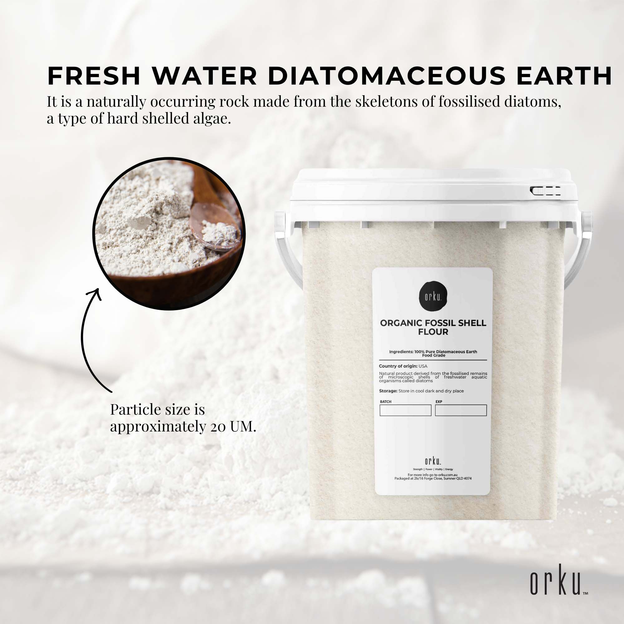 Fine Organic Diatomaceous Earth 300g - Food Grade, 20 UM, FDA Approved