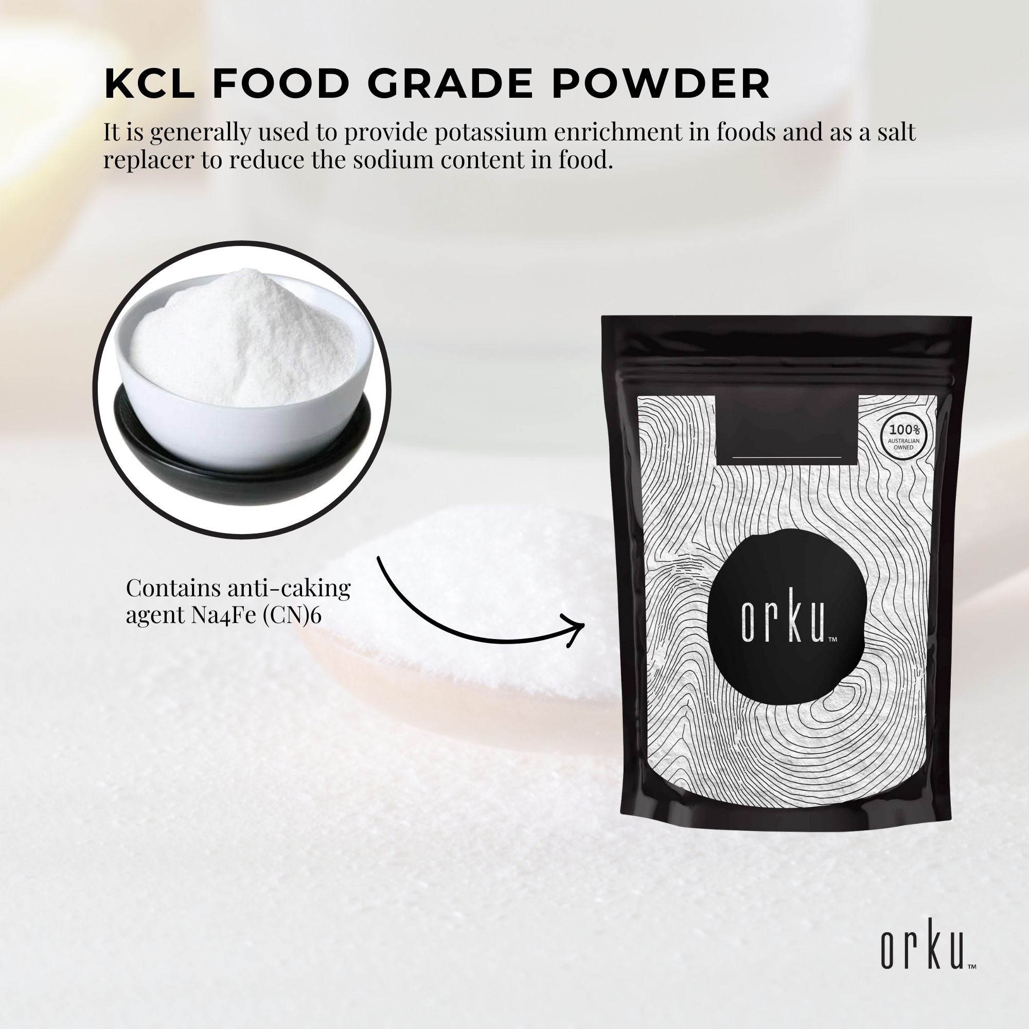 Pure 400g Potassium Chloride Powder, Food Grade, E508