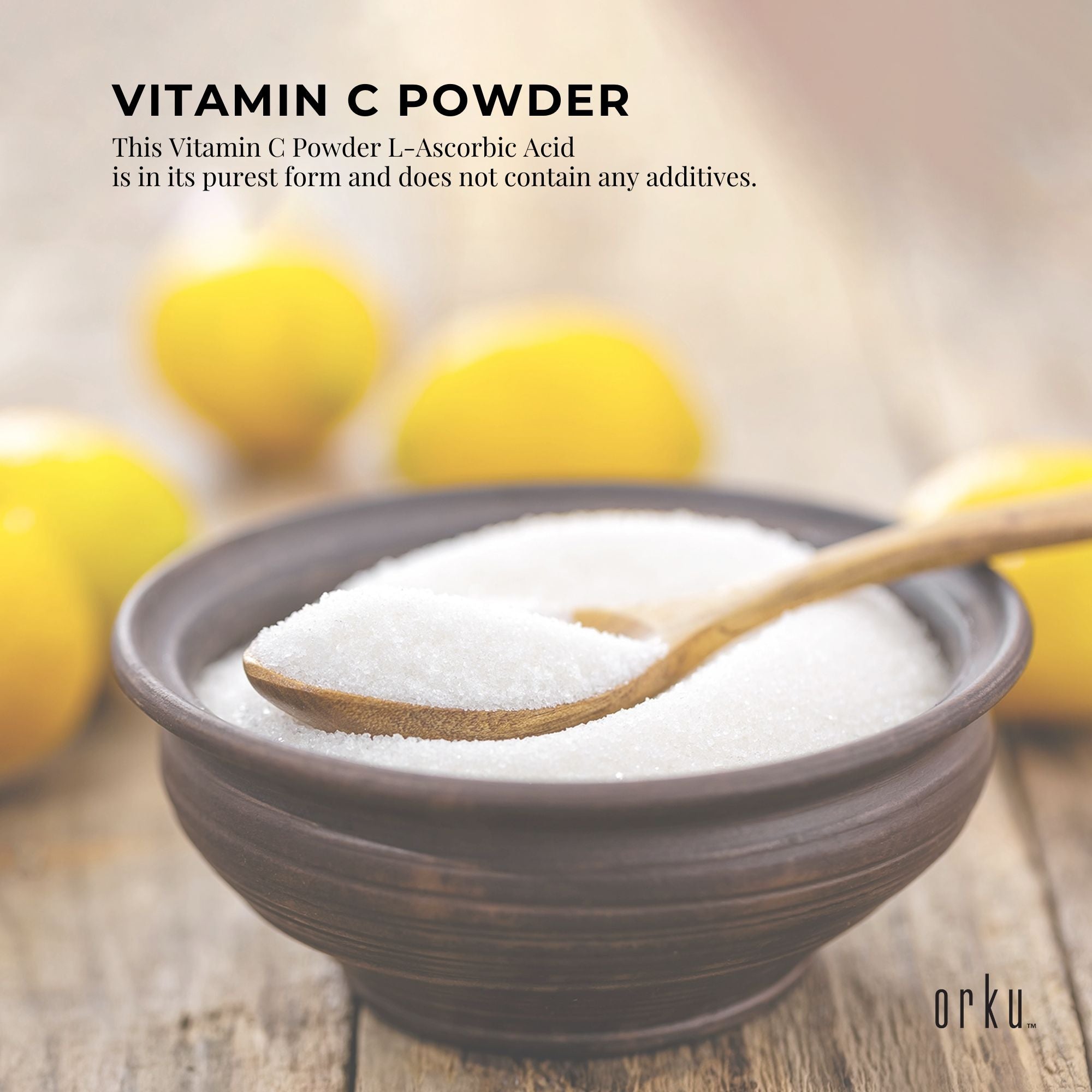 Orku 5Kg Vitamin C Powder Pure L-Ascorbic Acid - USP Grade Non-GMO