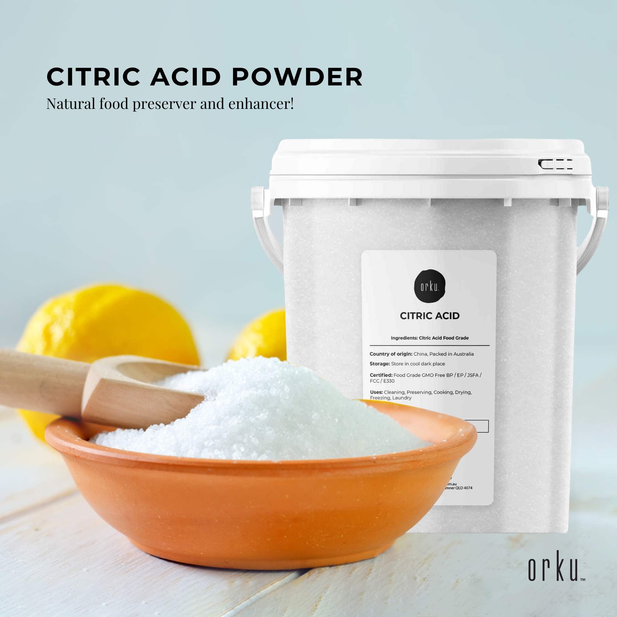 1.2Kg Food Grade Anhydrous Citric Acid Powder Tub, GMO Free