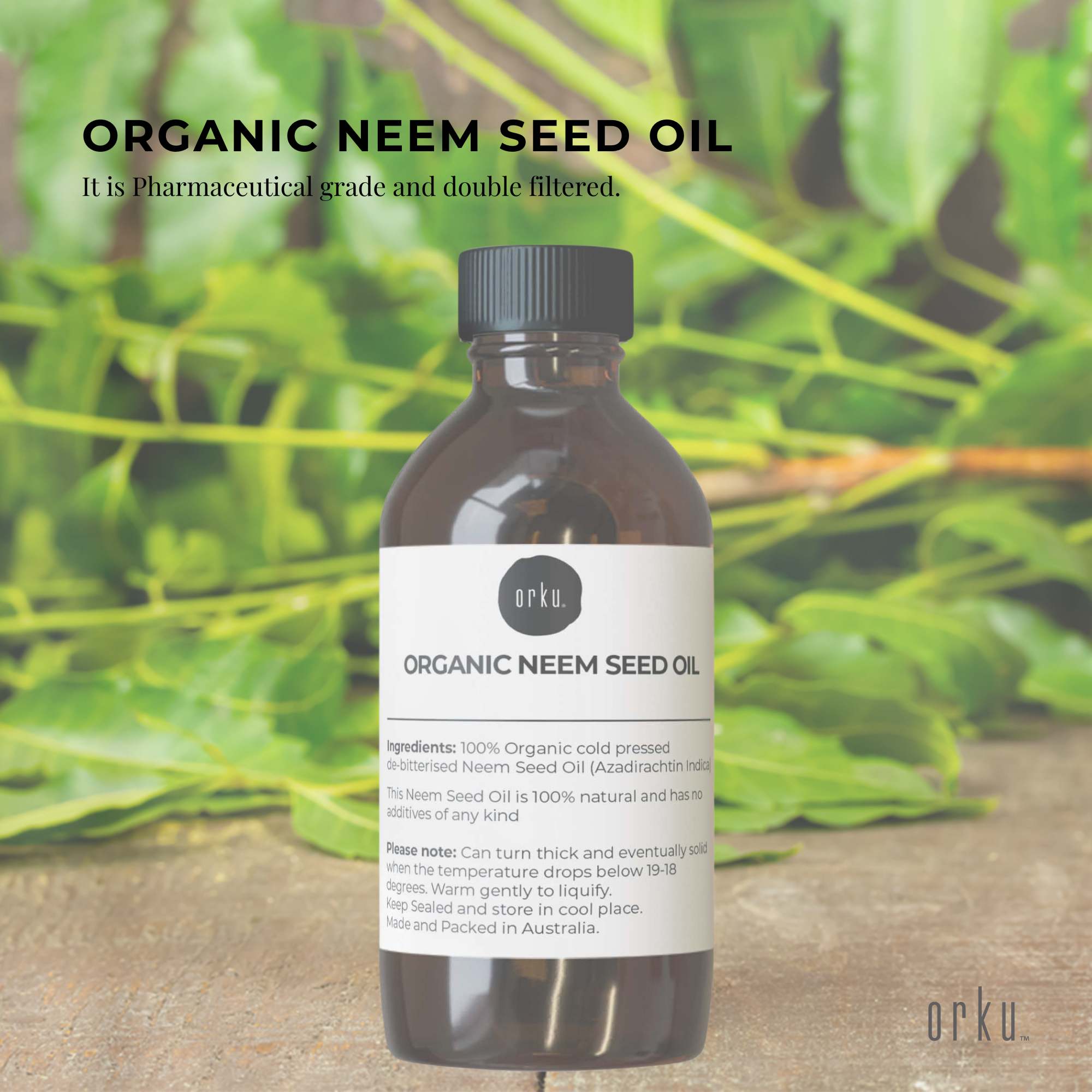 30ml Organic Cold Pressed Neem Seed Oil - Pharmaceutical Grade