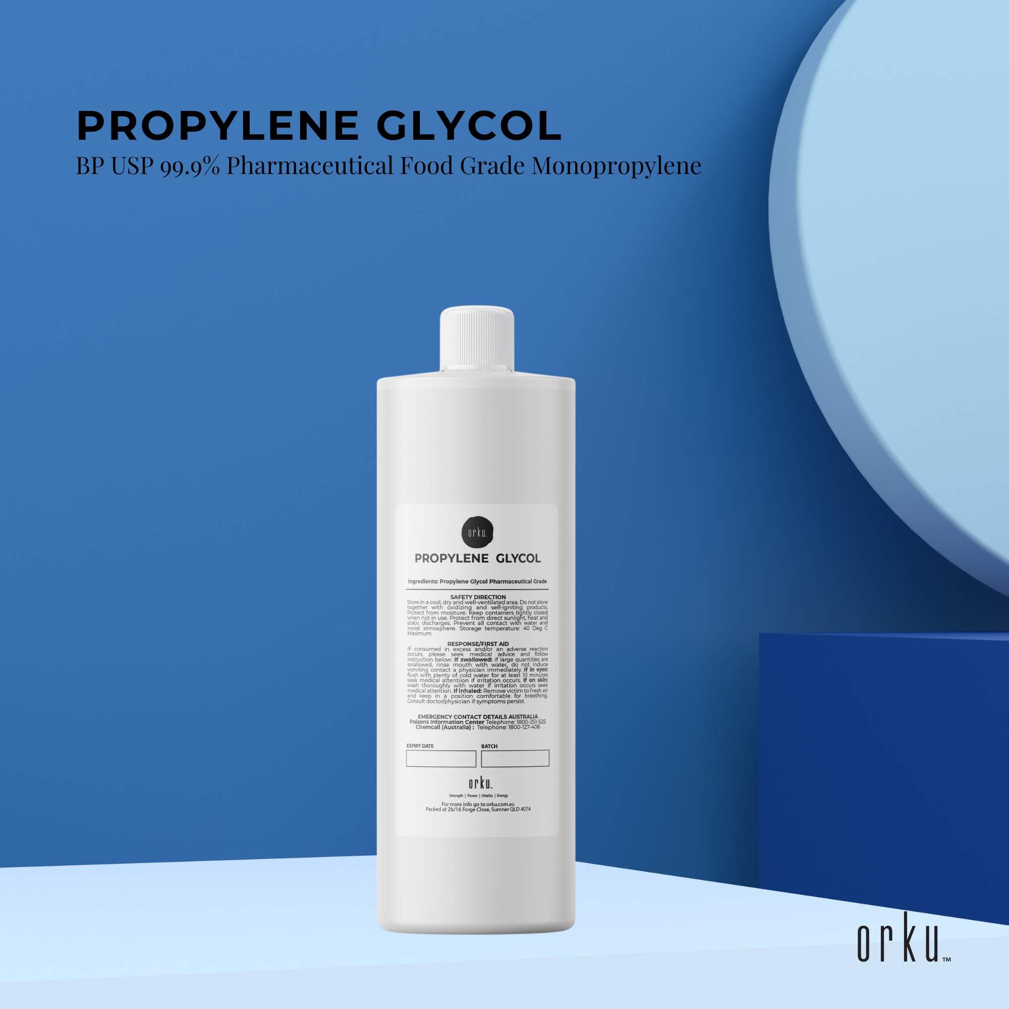 500ml Propylene Glycol BP USP 99.9% Pharmaceutical Food Grade Monopropylene