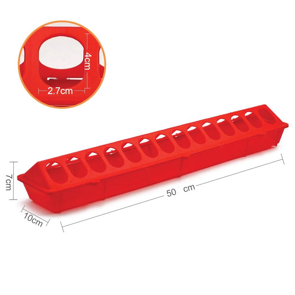 50cm Red Hinged Plastic Poultry Feeder with Guard 28 Holes