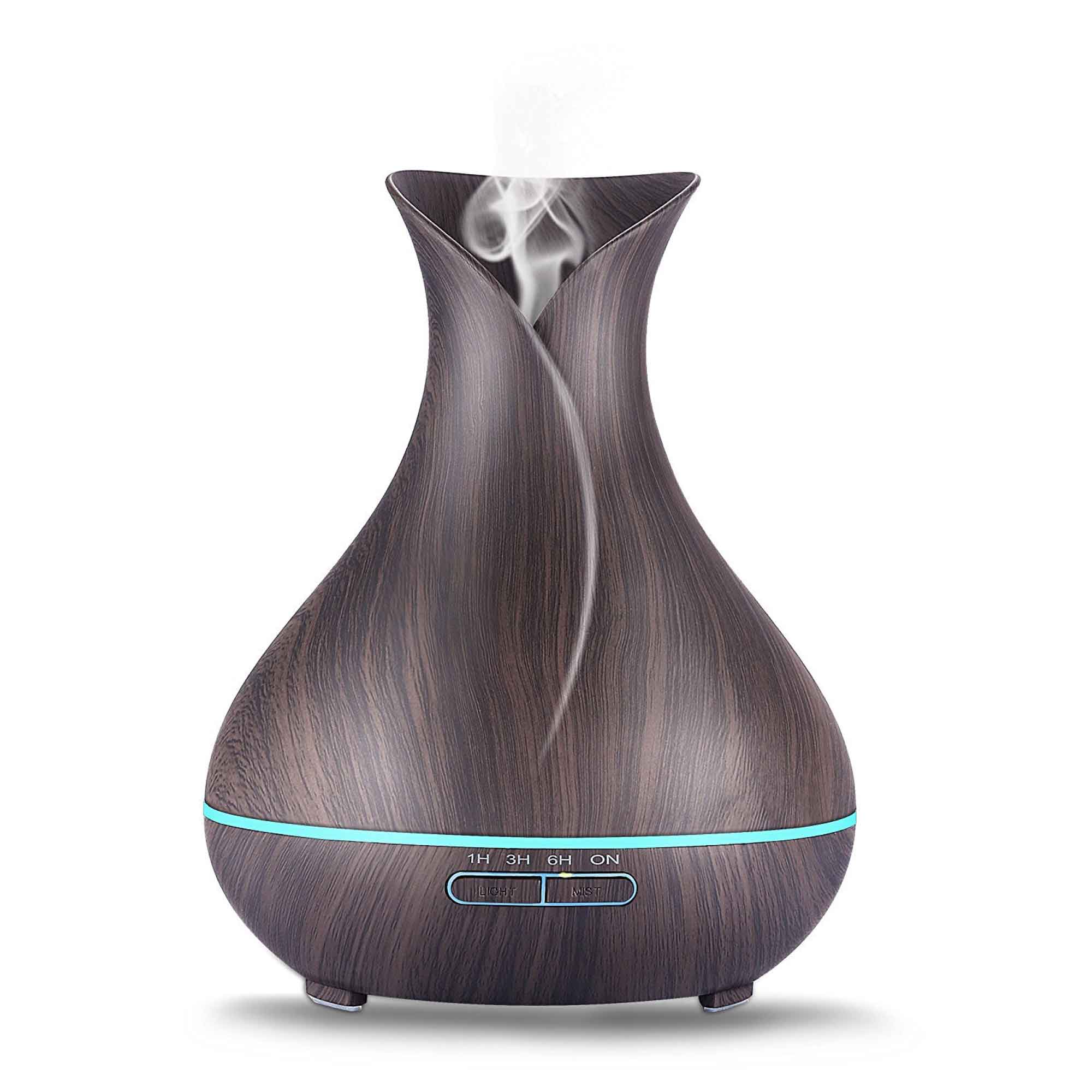 400ml Dark Wood Aroma Diffuser, LED Lights, Remote Control