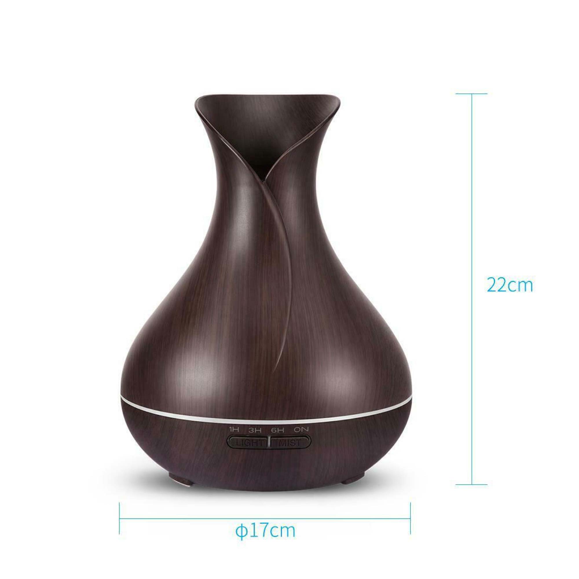 400ml Dark Wood Aroma Diffuser, LED Lights, Remote Control