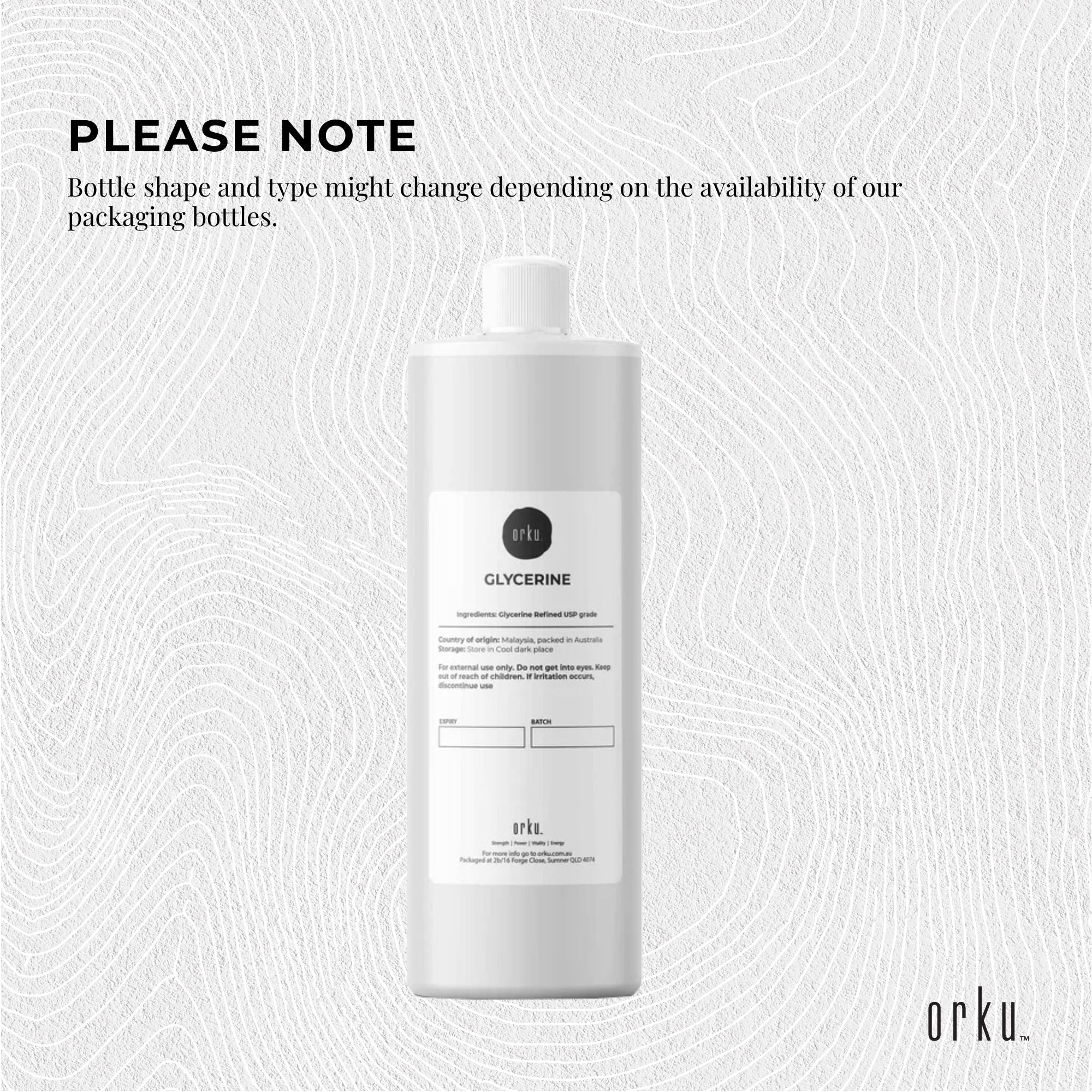 Orku 500ml Glycerine 99.9% Pure USP Food + Cosmetic Grade – Vegetable Glycerol