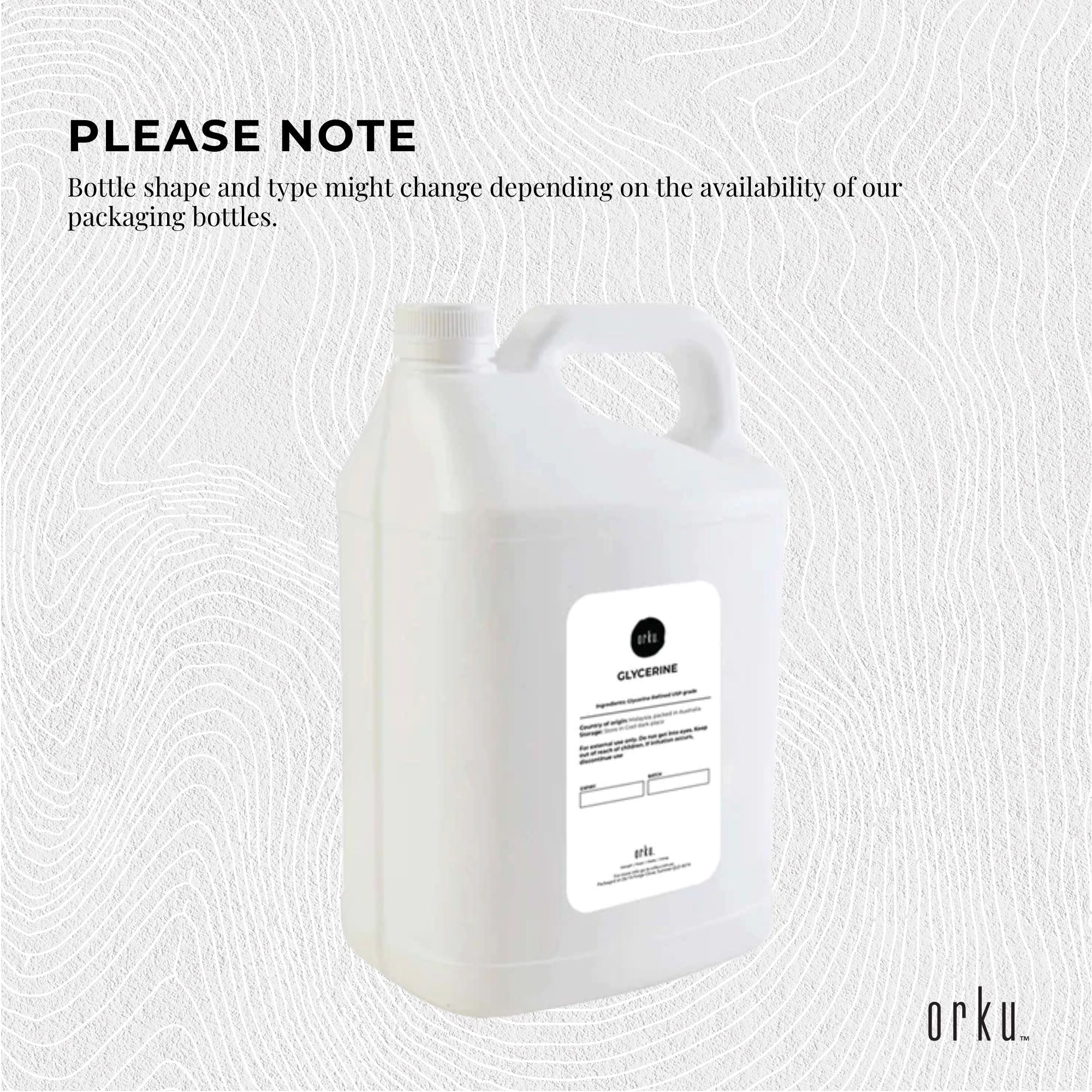 Orku 5L Glycerine 99.9% Pure USP Food + Cosmetic Grade – Vegetable Glycerol