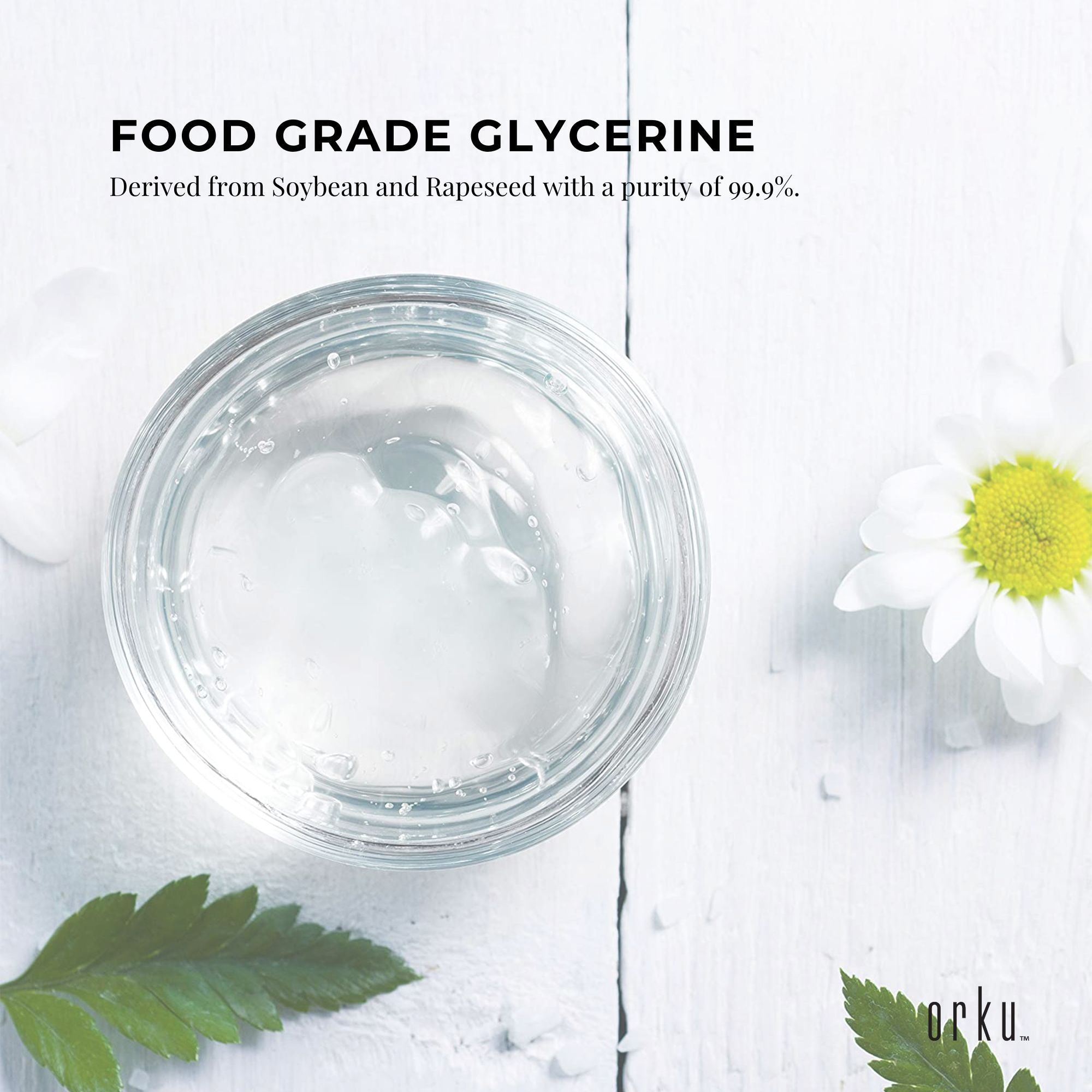 Orku 5L Glycerine 99.9% Pure USP Food + Cosmetic Grade – Vegetable Glycerol