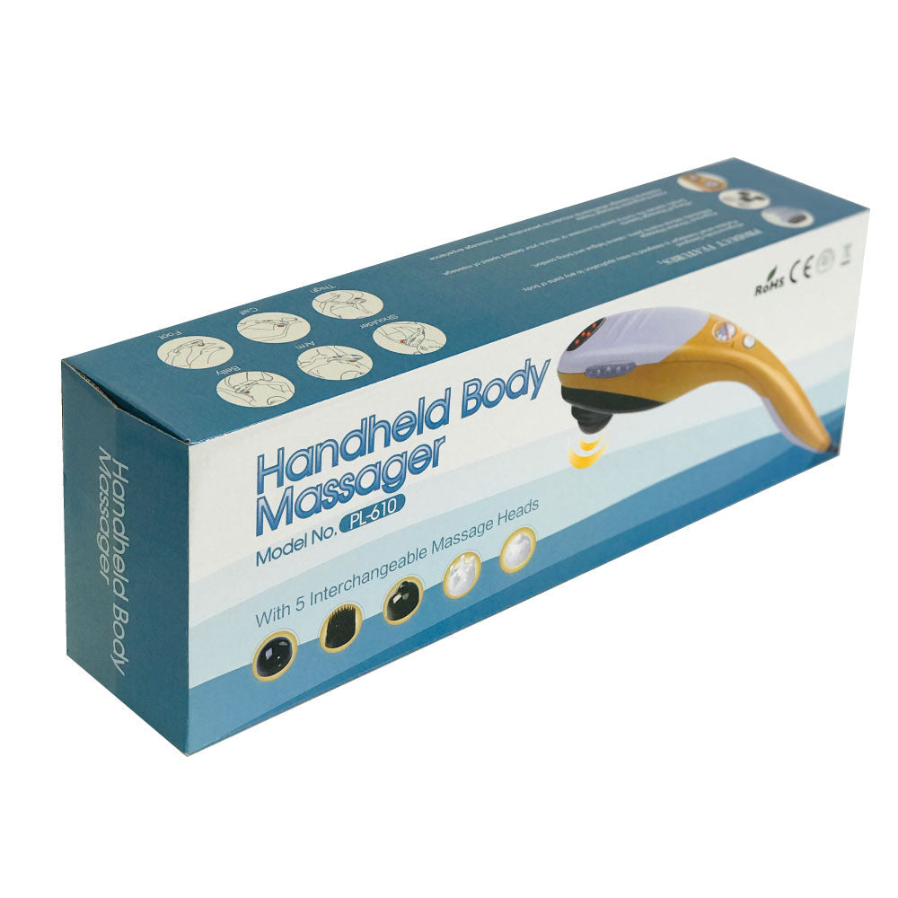 Adjustable Speed Handheld Massager, 6 Heads, Ergonomic, LED