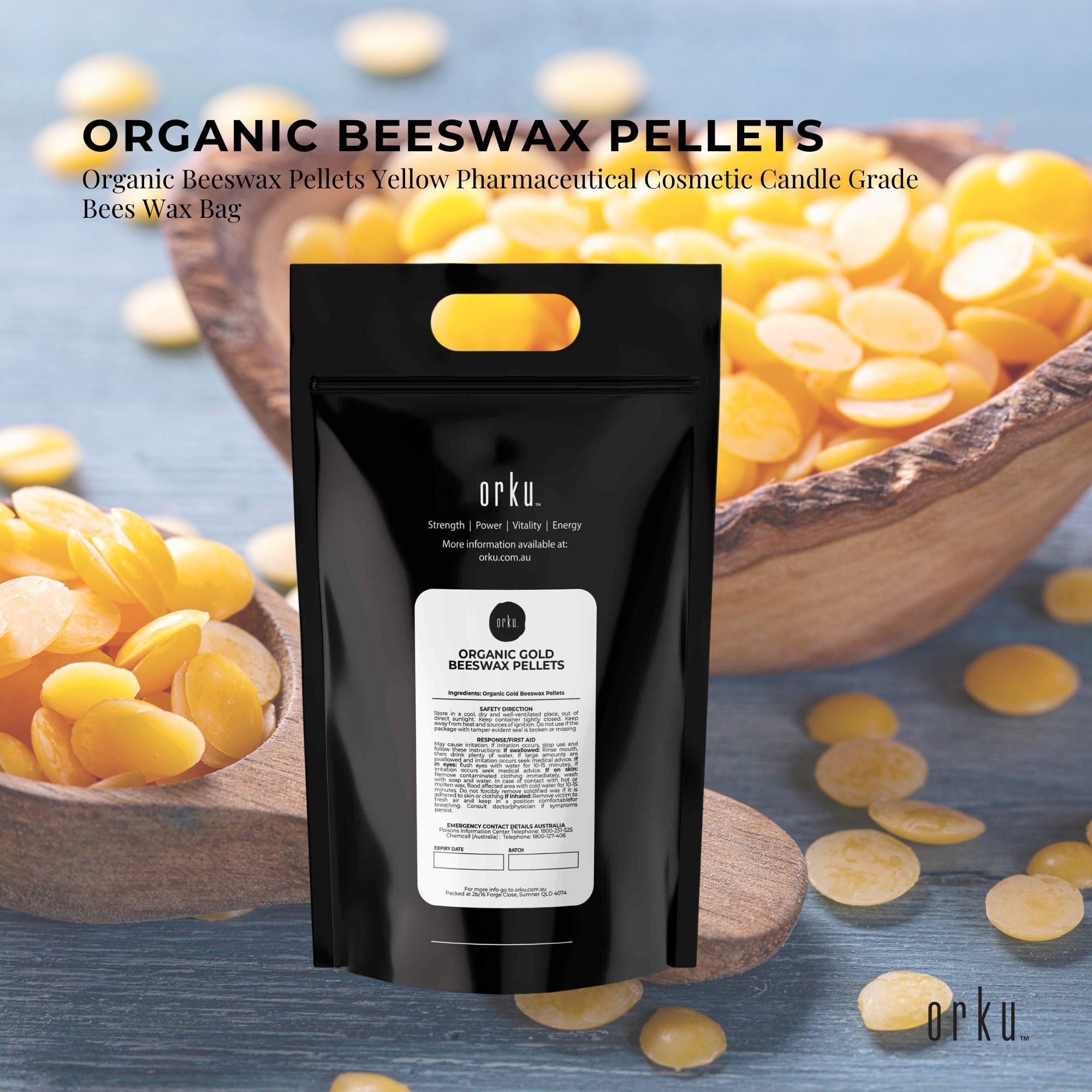2kg Orku Organic Beeswax Pellets Yellow - Cosmetic Grade Quality Pure Bees Wax