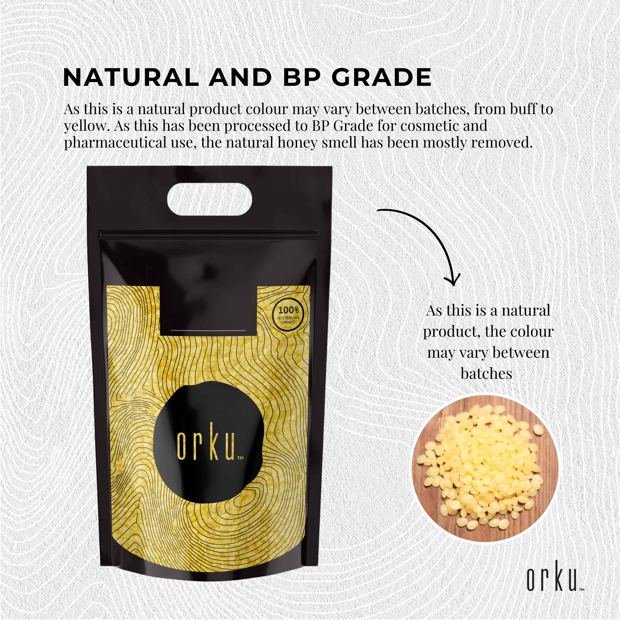 2kg Orku Organic Beeswax Pellets Yellow - Cosmetic Grade Quality Pure Bees Wax