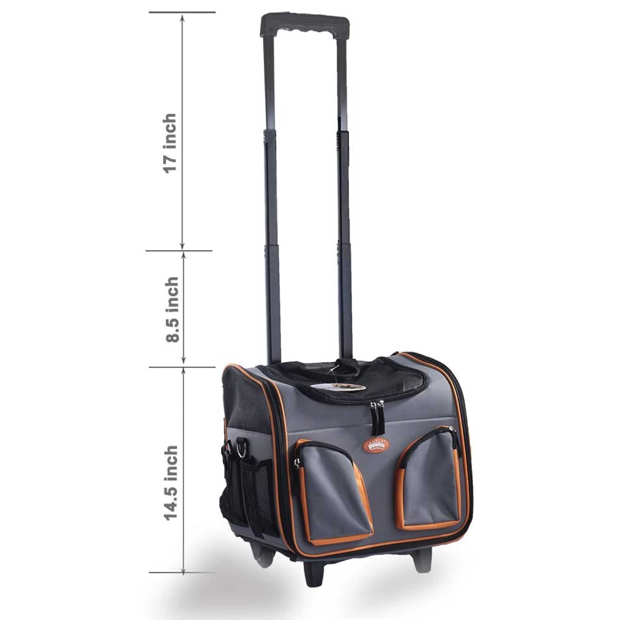 Foldable Pet Trolley Travel Carrier with Wheels, 18kg, Pawise