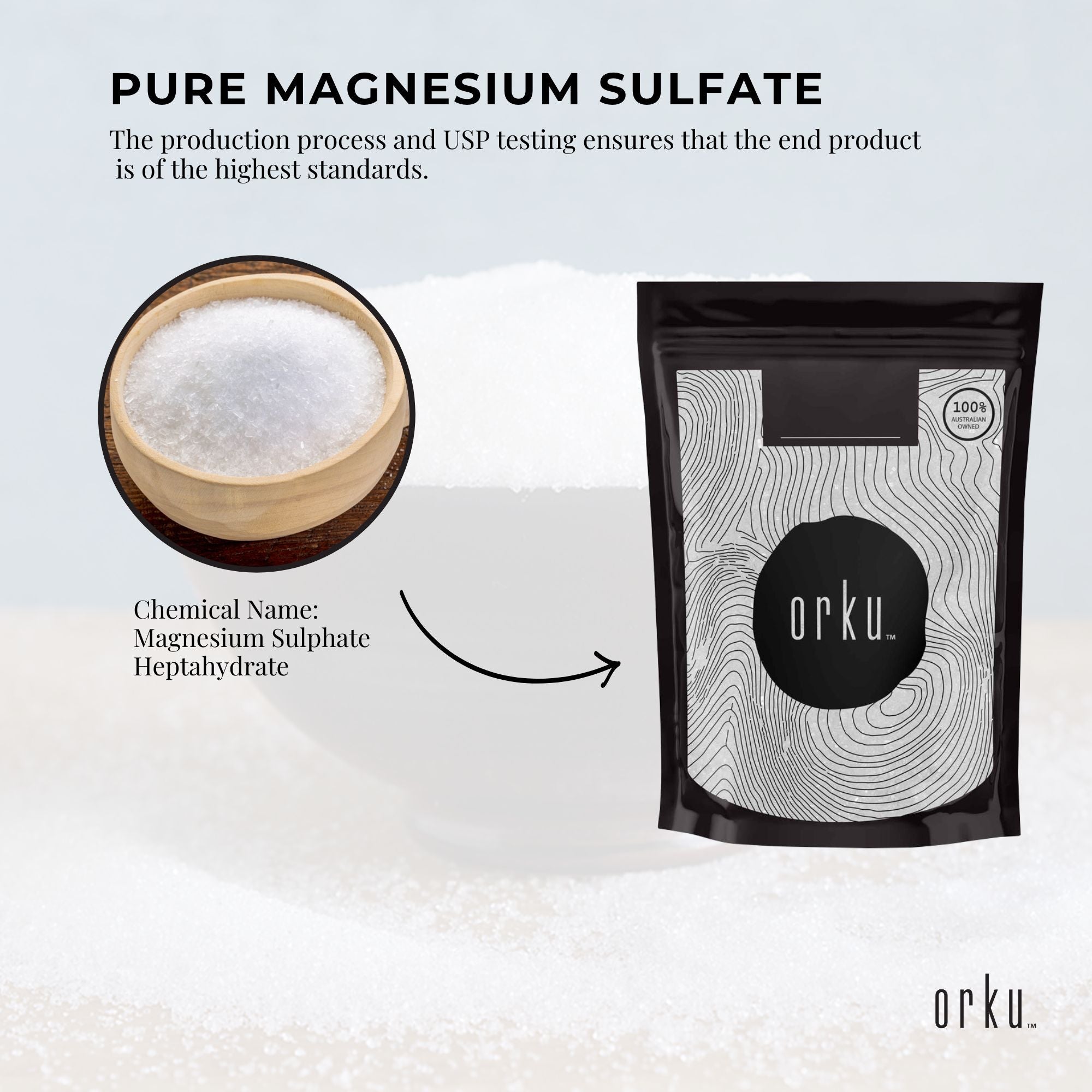 Orku 400g Epsom Salt - USP Grade Magnesium Sulfate Body Bath Salts