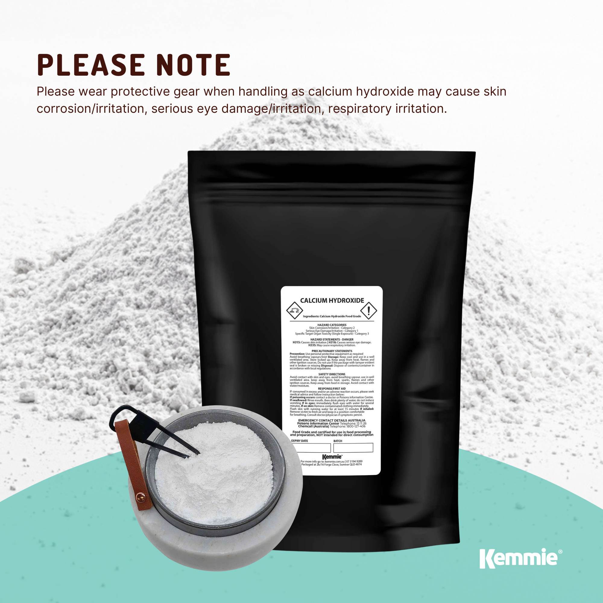 100g Food Grade Calcium Hydroxide Powder - FCC Hydrated Slaked Pickling Lime