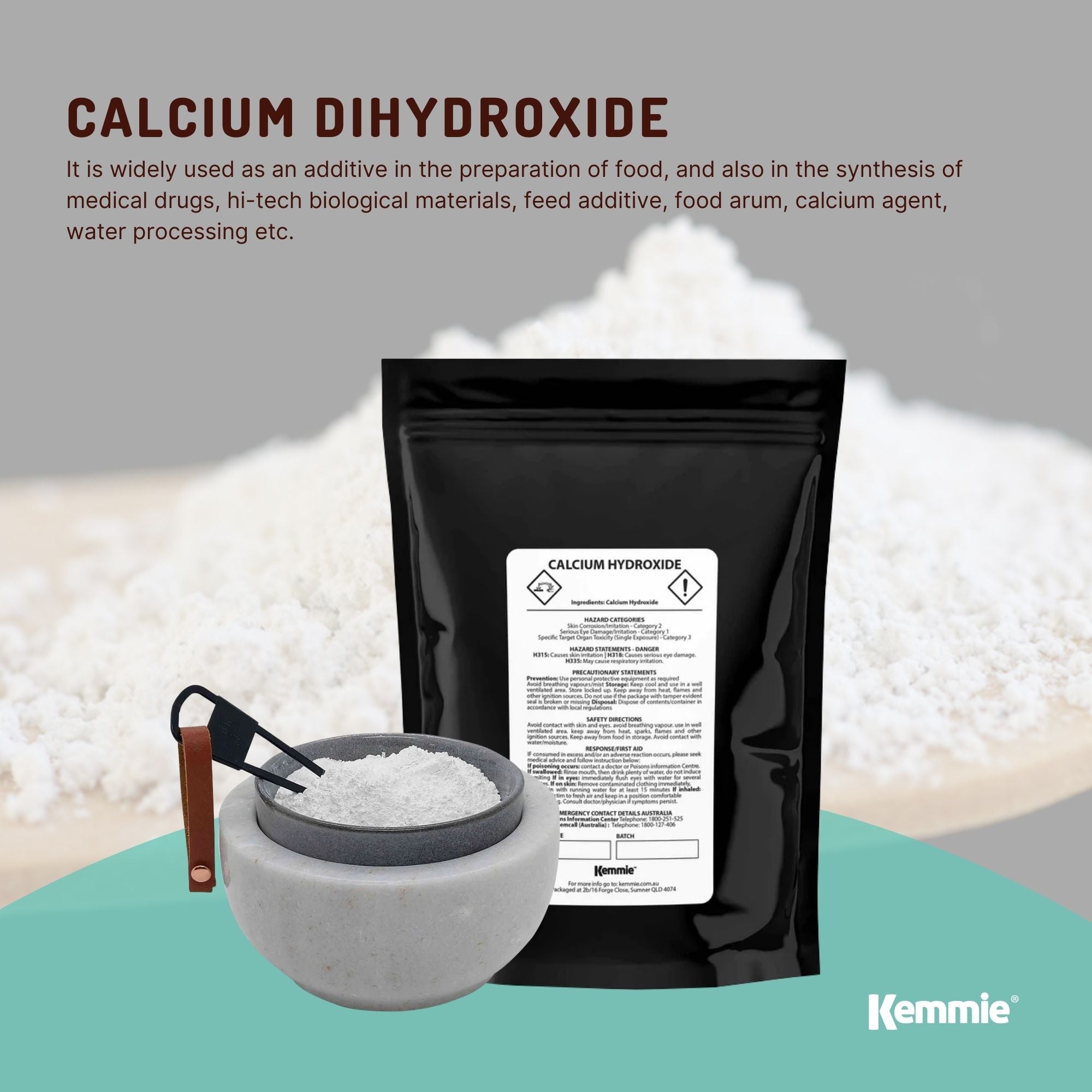 400g Food Grade Calcium Hydroxide Powder - 95%, FCC Certified