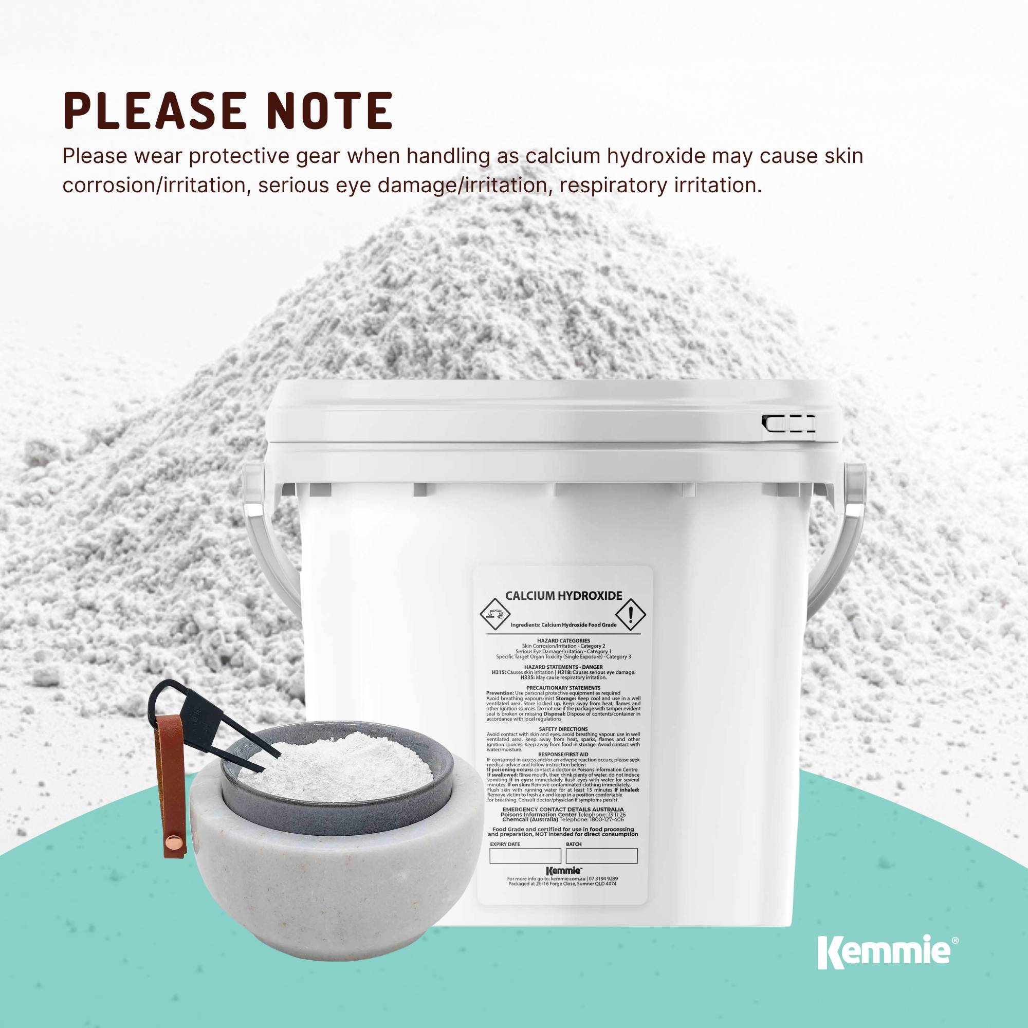2.5kg Calcium Hydroxide Powder Tub Food Grade FCC Hydrated Slaked Pickling Lime