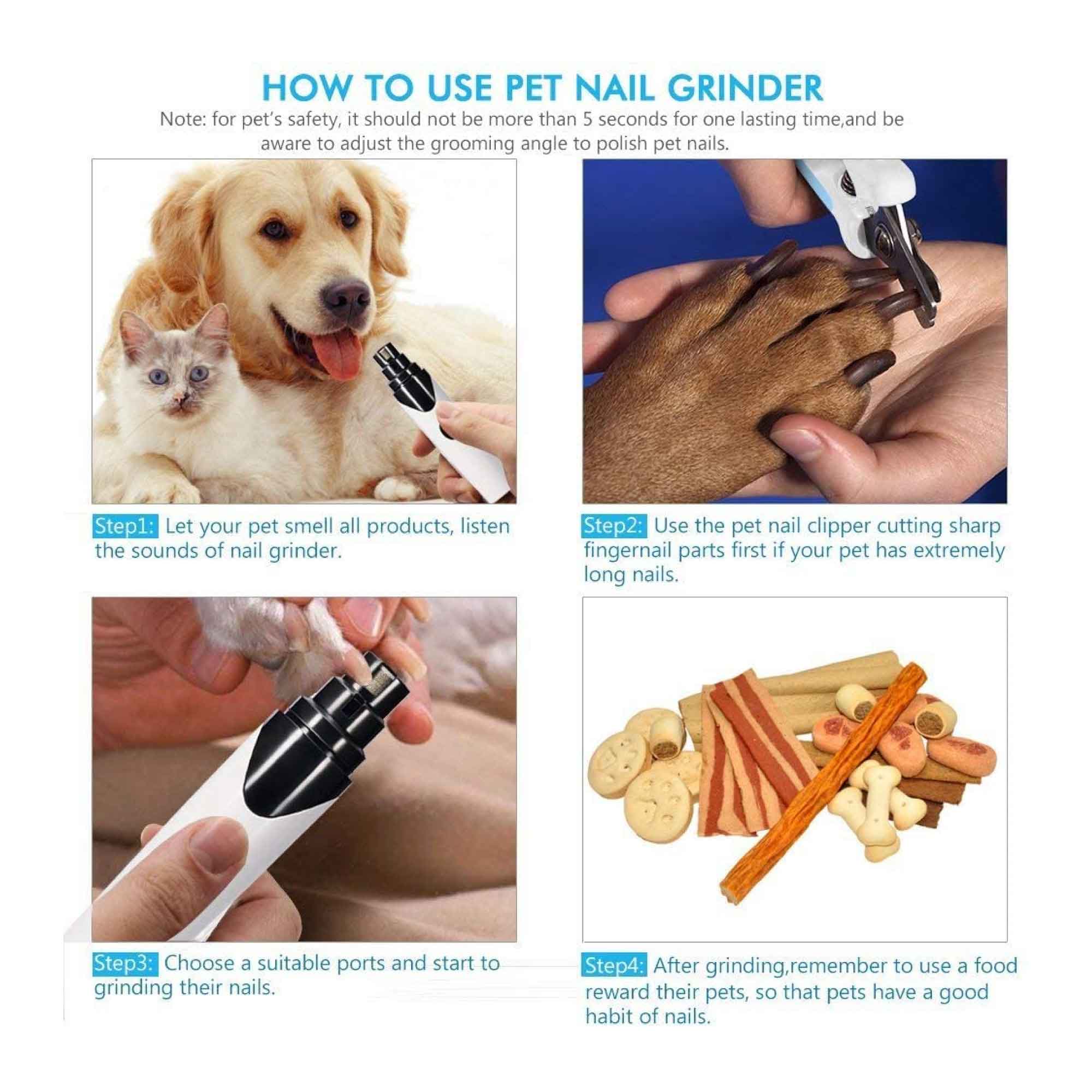 Low Noise Pet Nail Grinder Dog Cat Trimmer Rechargeable N8