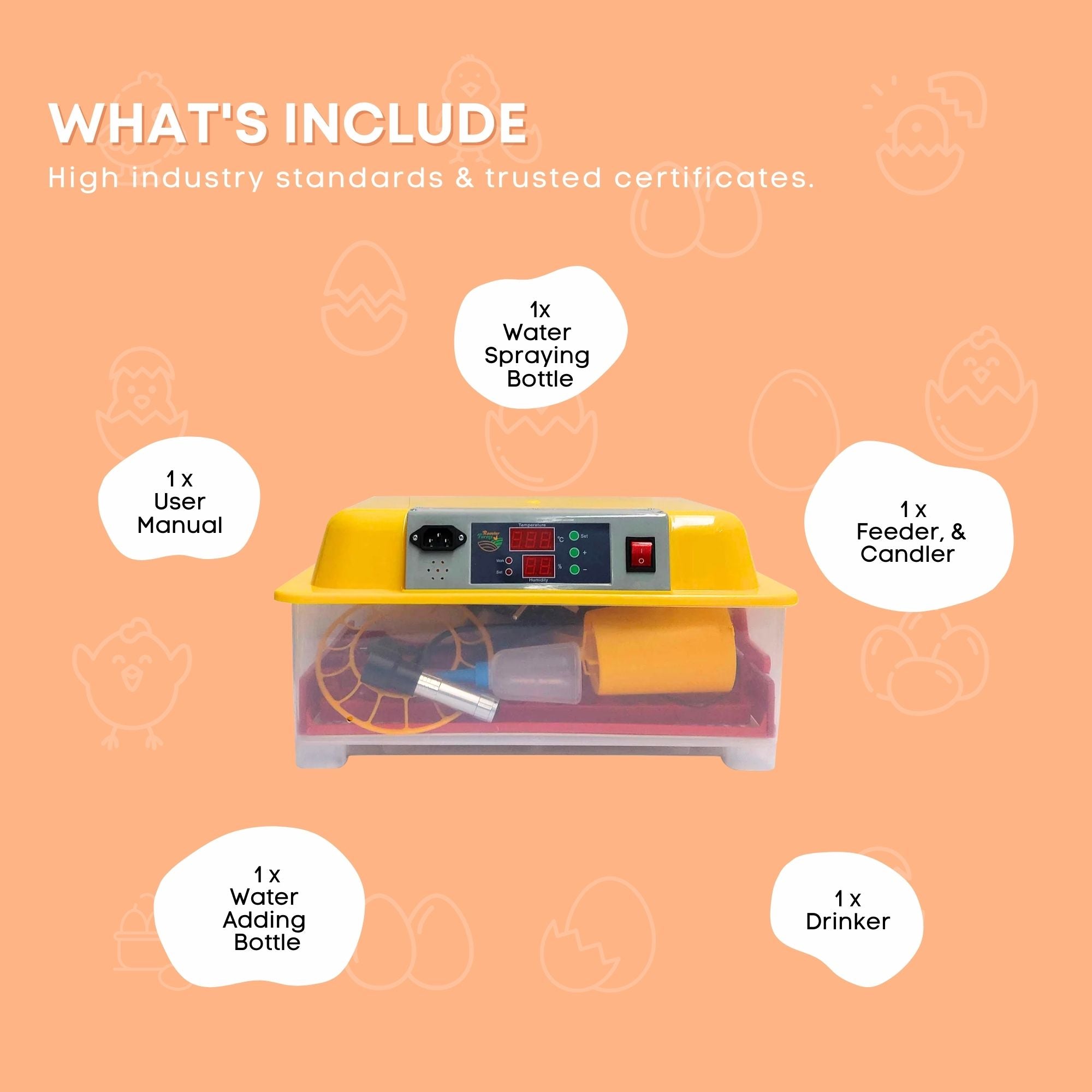 Automatic 24 Egg Incubator, LED Display, Accessories, RCM Compliant