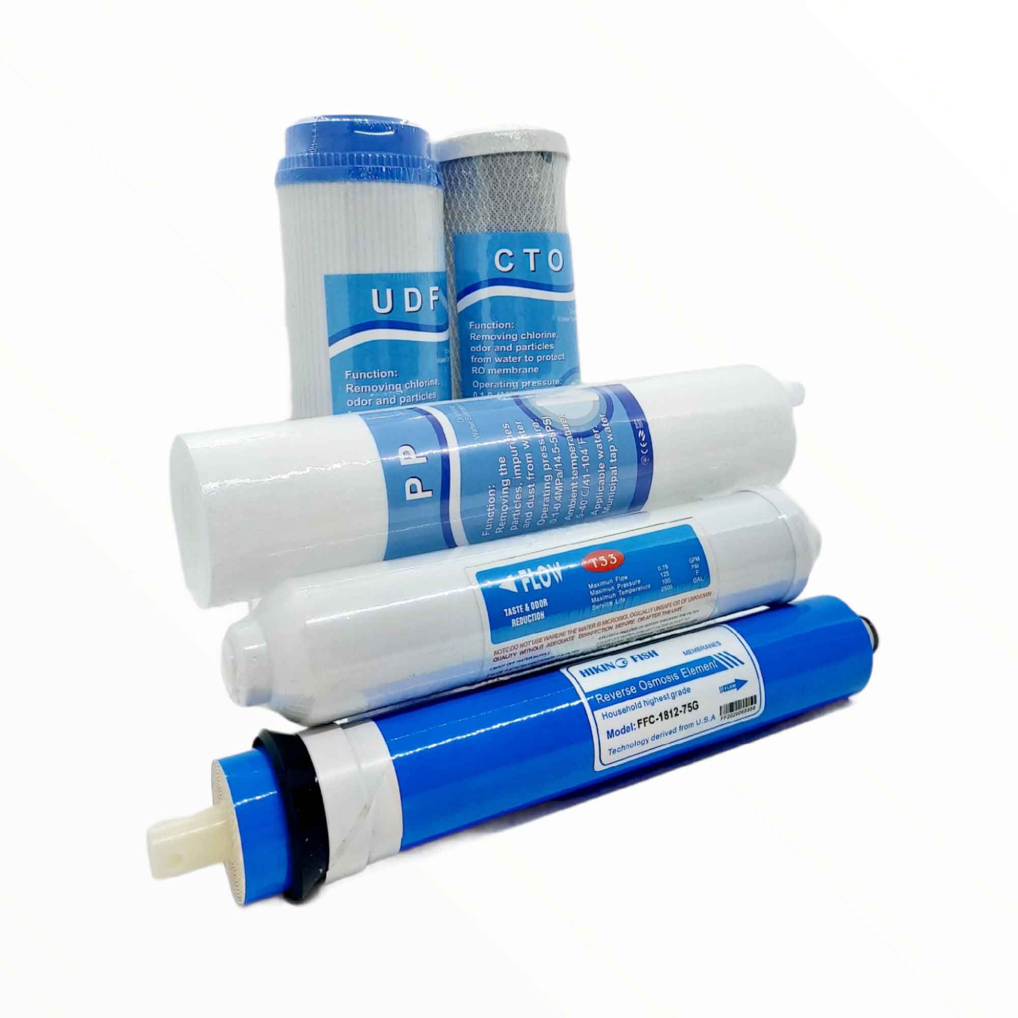 5 Stage RO Water Filter Cartridge Pack, Sediment, Carbon, Membrane