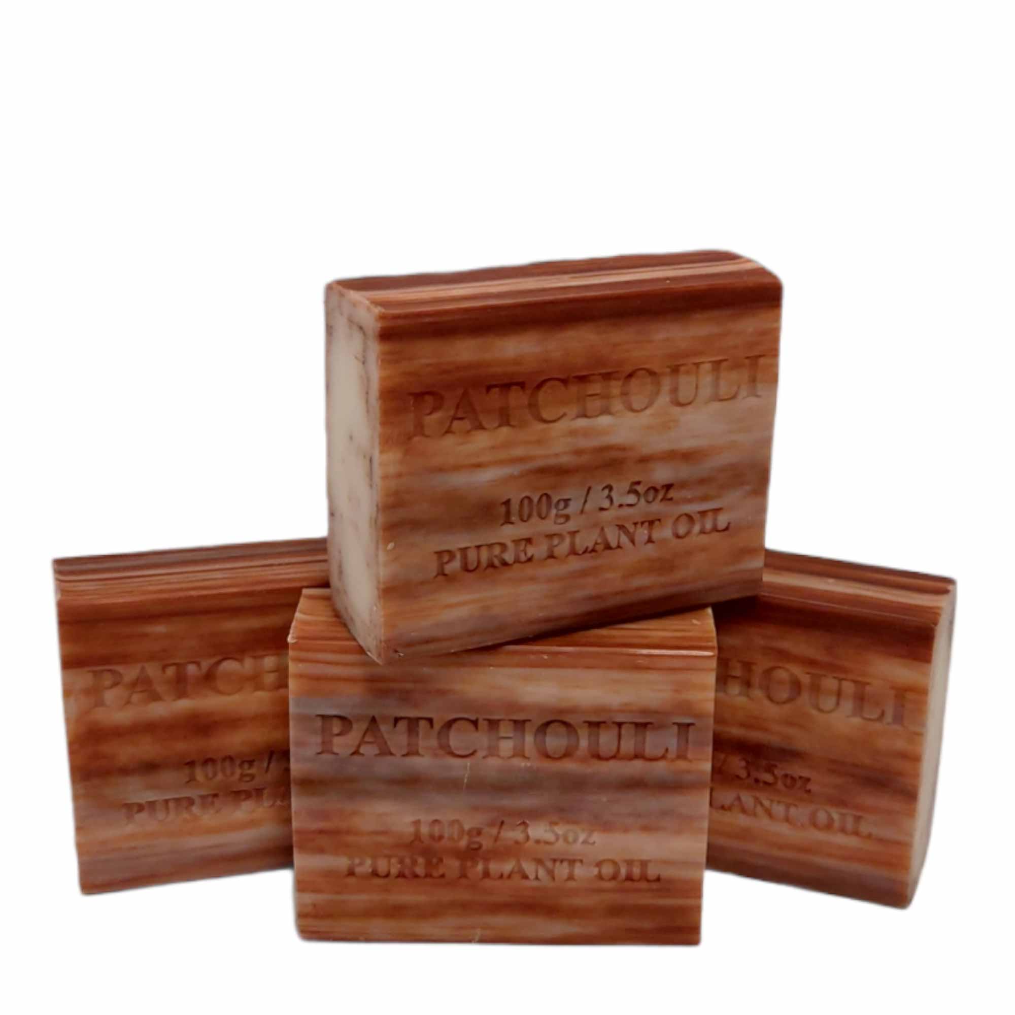 10x 100g Patchouli Triple-Milled Soap, Non-Drying, Pure Plant Oil