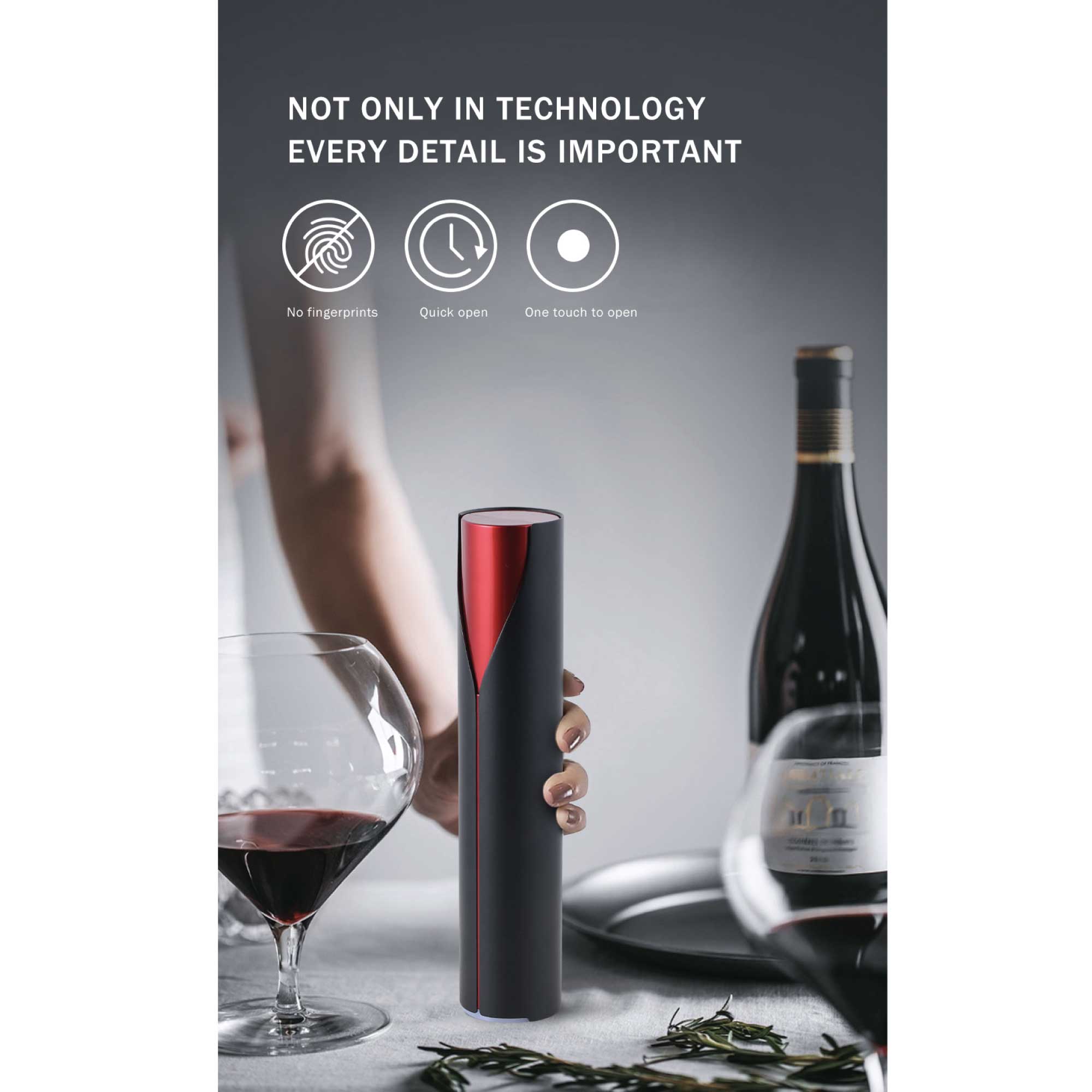 Rechargeable Cordless Wine Opener with Foil Cutter & Charging Base